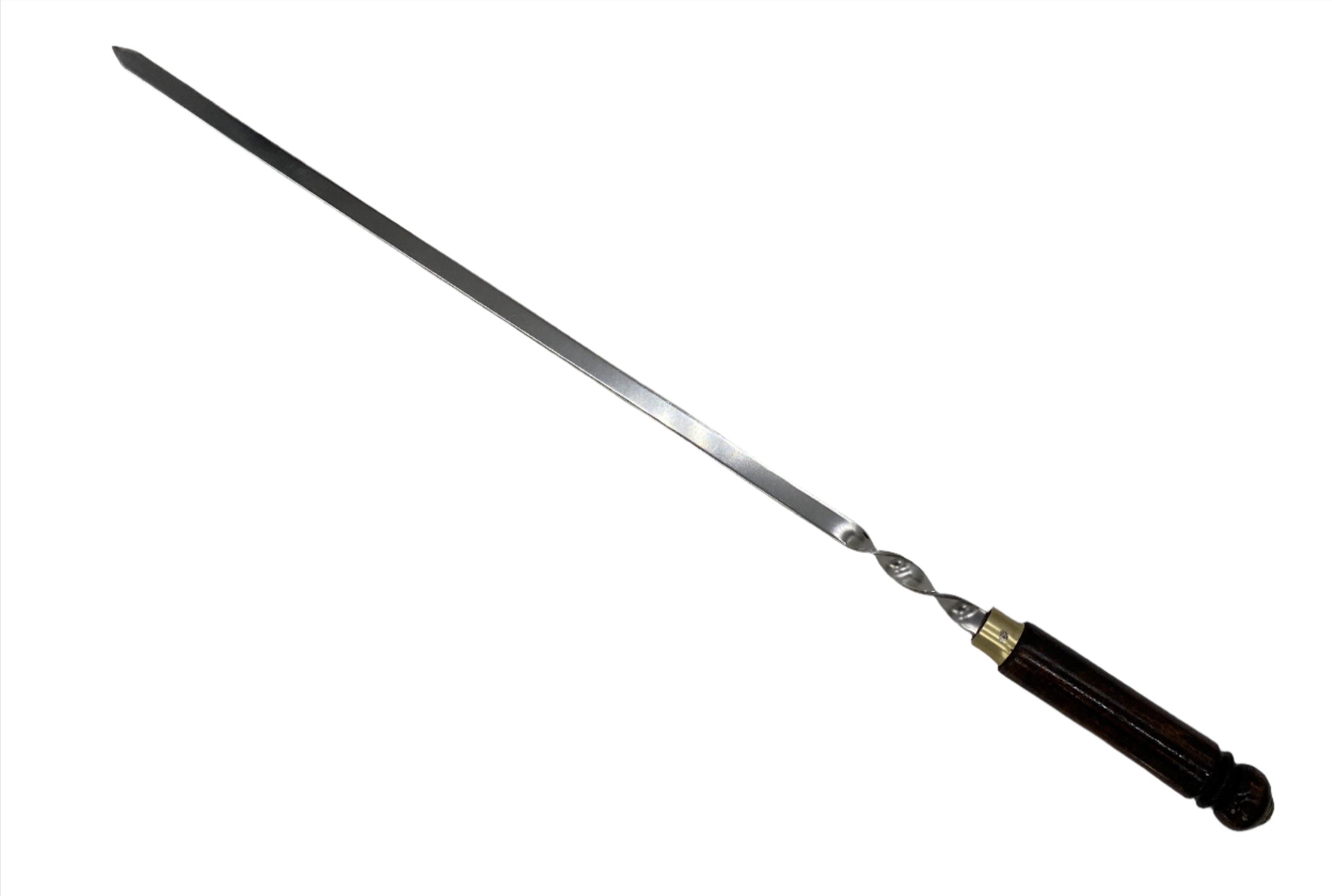 19.5x0.5 Inch Wooden Skewers with Brown Handle - Perfect for BBQ, Grilling, Kebabs, and Party Appetizers
