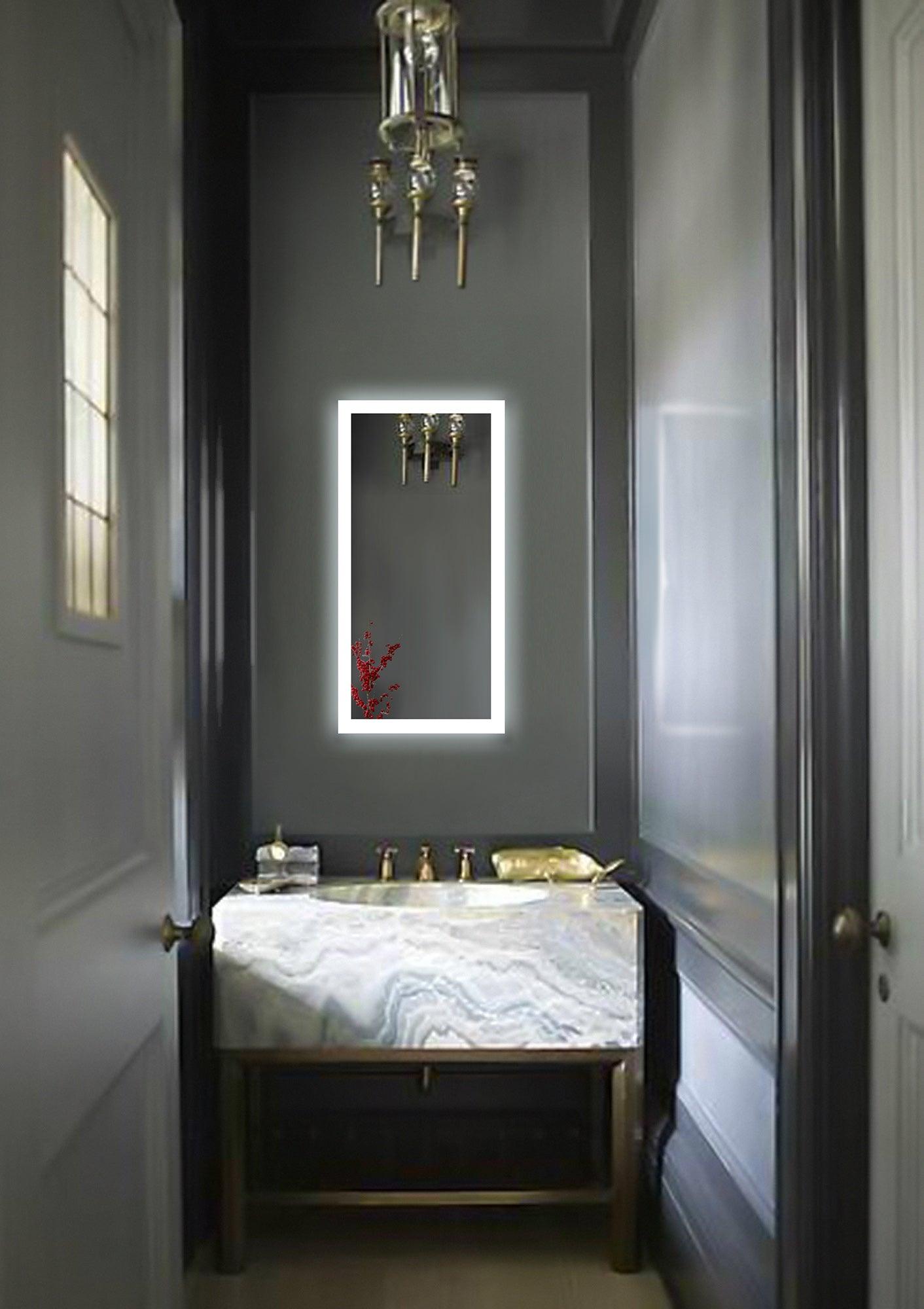 Krugg Bijou 15x30 Inch LED Bathroom Mirror with Adjustable Dimmer & Anti-Fog Function - Perfect for Modern Vanity, Spa-Like Bathroom & Makeup Application