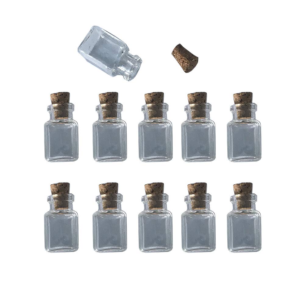 100pcs Mini Rectangle Glass Bottles with Cork - Transparent Small Jars for DIY Crafts, Wedding Favors, Essential Oils & Gift Packaging - Perfect for Home Decor, Party Supplies & Bathroom Organization