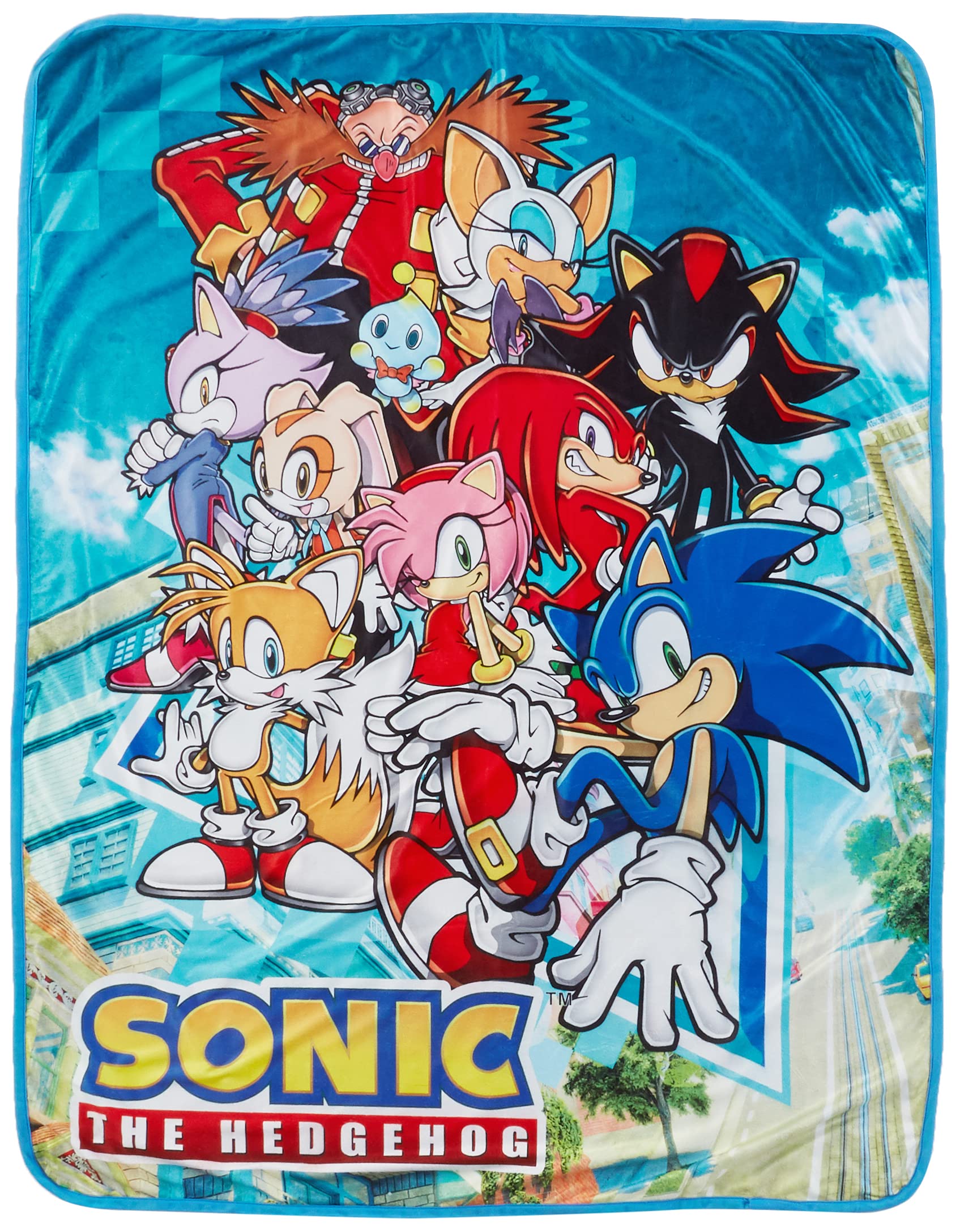 Sonic The Hedgehog Big Group Sublimation Throw Blanket 46