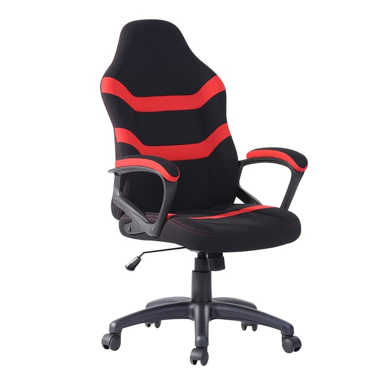 Premium Velvet Racing Office Chair with Nylon Base - Ergonomic Computer Gaming Chair in Red | Perfect for Home Office, Gaming Setup & Workstation Comfort