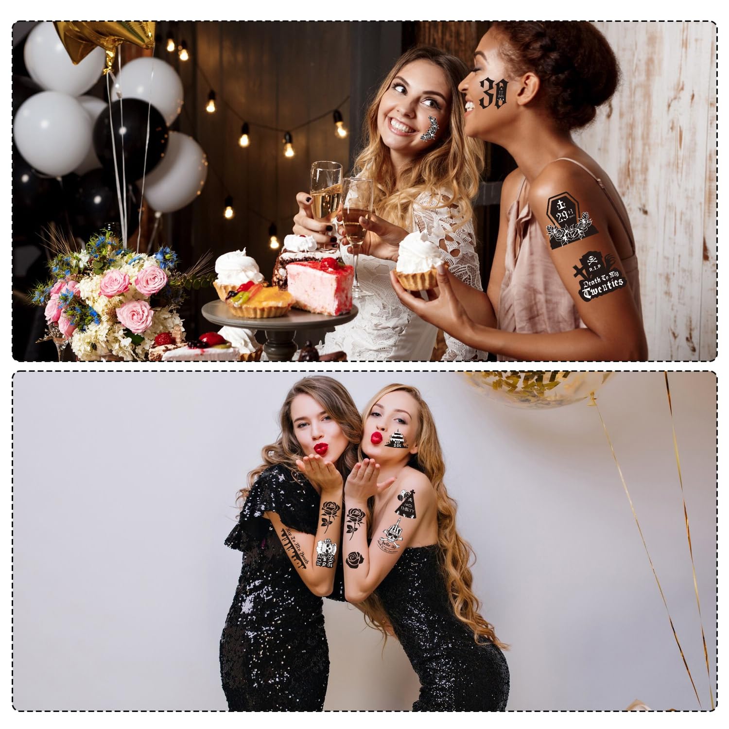 240+ Death to My 20s Temporary Tattoos & Stickers - Funeral Themed 30th Birthday Party Decorations for Women & Men - Perfect for Black Birthday Decor, RIP to My 20s Party Favors & Celebration Supplies
