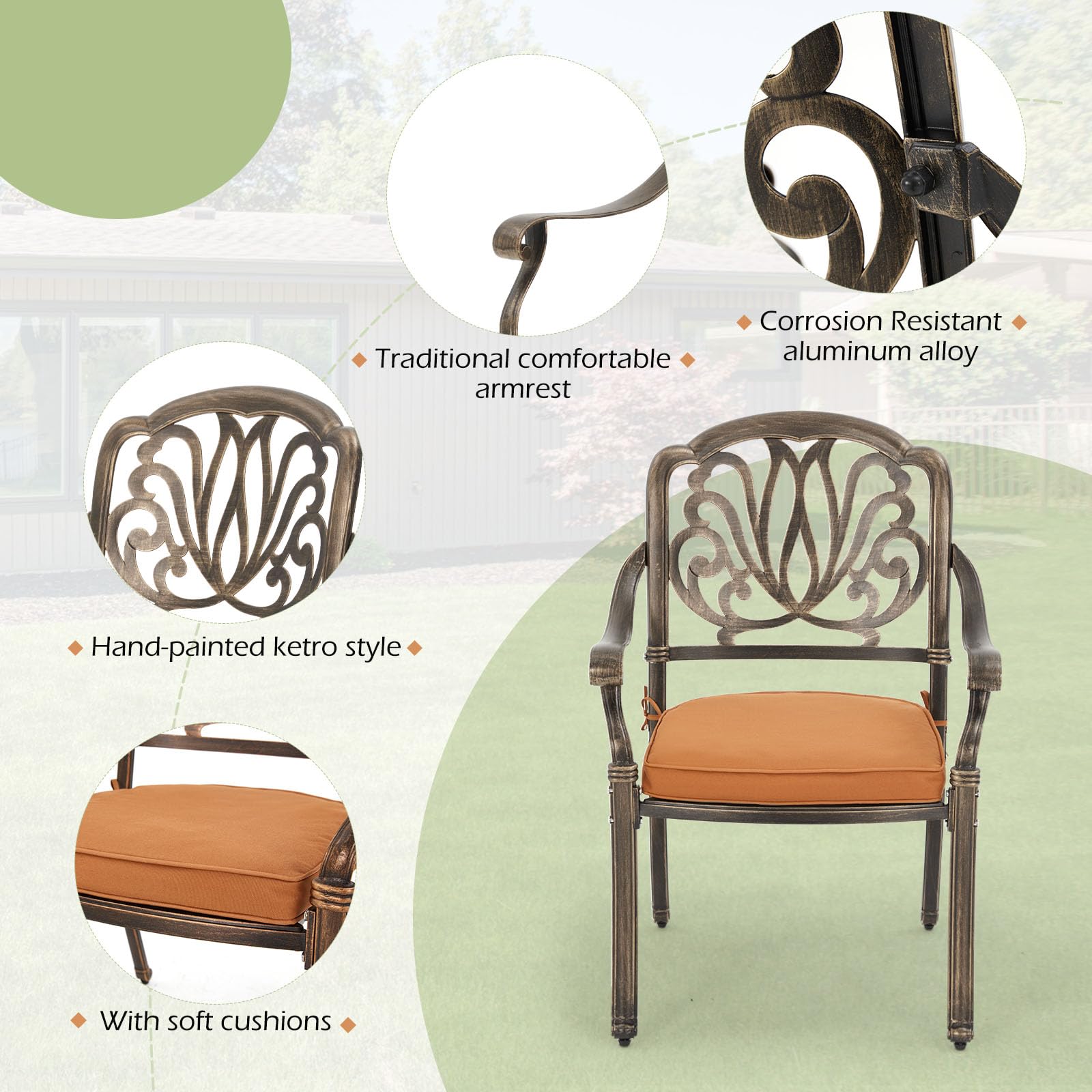 Premium 9-Piece Outdoor Dining Set - All-Weather Aluminum Patio Furniture with 8 Cushioned Chairs & Large Rectangular Table (Umbrella Hole Included) | Rustproof & Wind-Resistant | Perfect for Backyard BBQs, Poolside Dining & Garden Parties