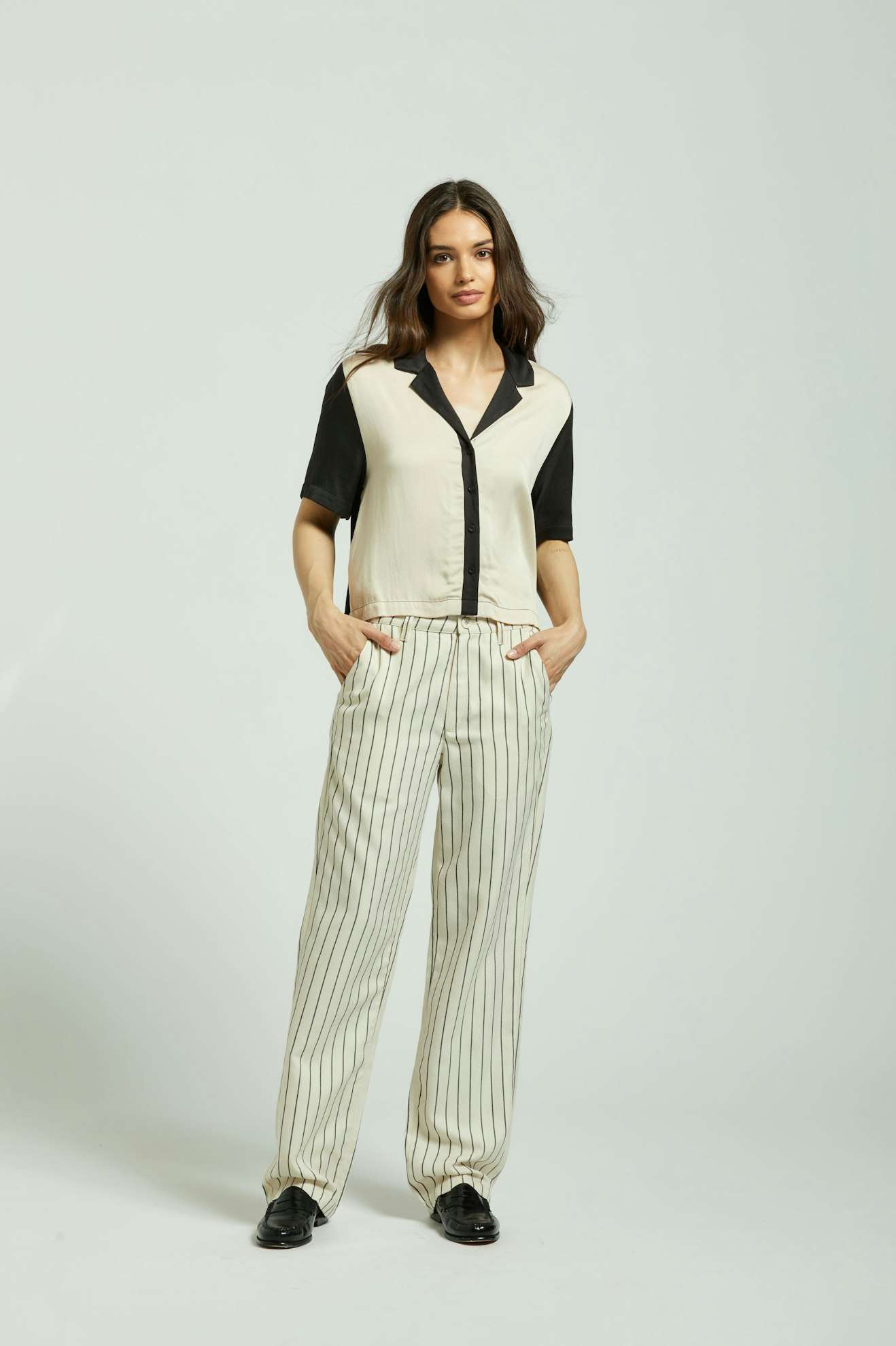 Bedford Pant Whitecap Washed Black Pinstripe Men's Dress Pants for Office & Business Casual Wear