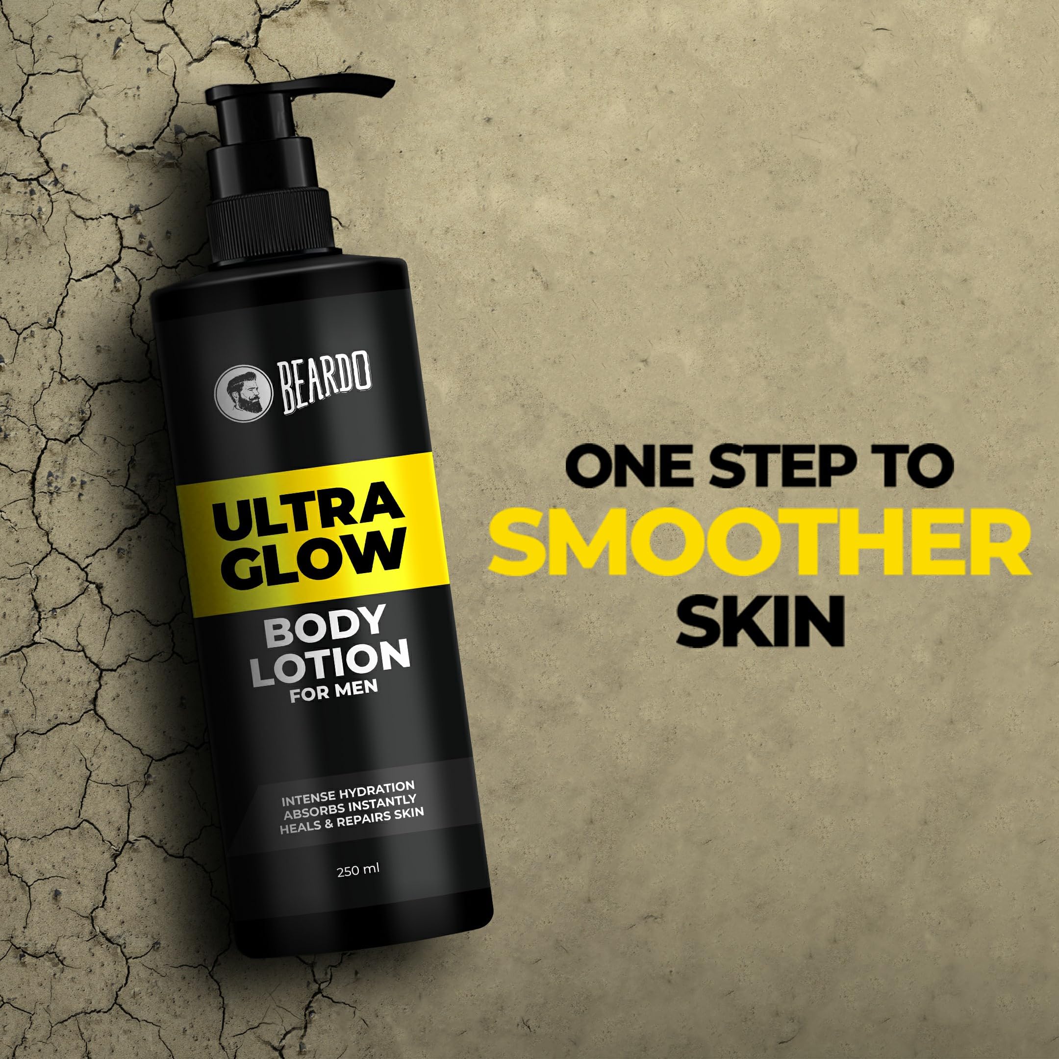 Beardo Ultraglow Hydrating Body Lotion for Men - 250ml | Lightweight Winter Moisturizer for Dry Skin | Nourishing Body Butter with Vitamin E | Perfect for Daily Use & Post-Shave Care