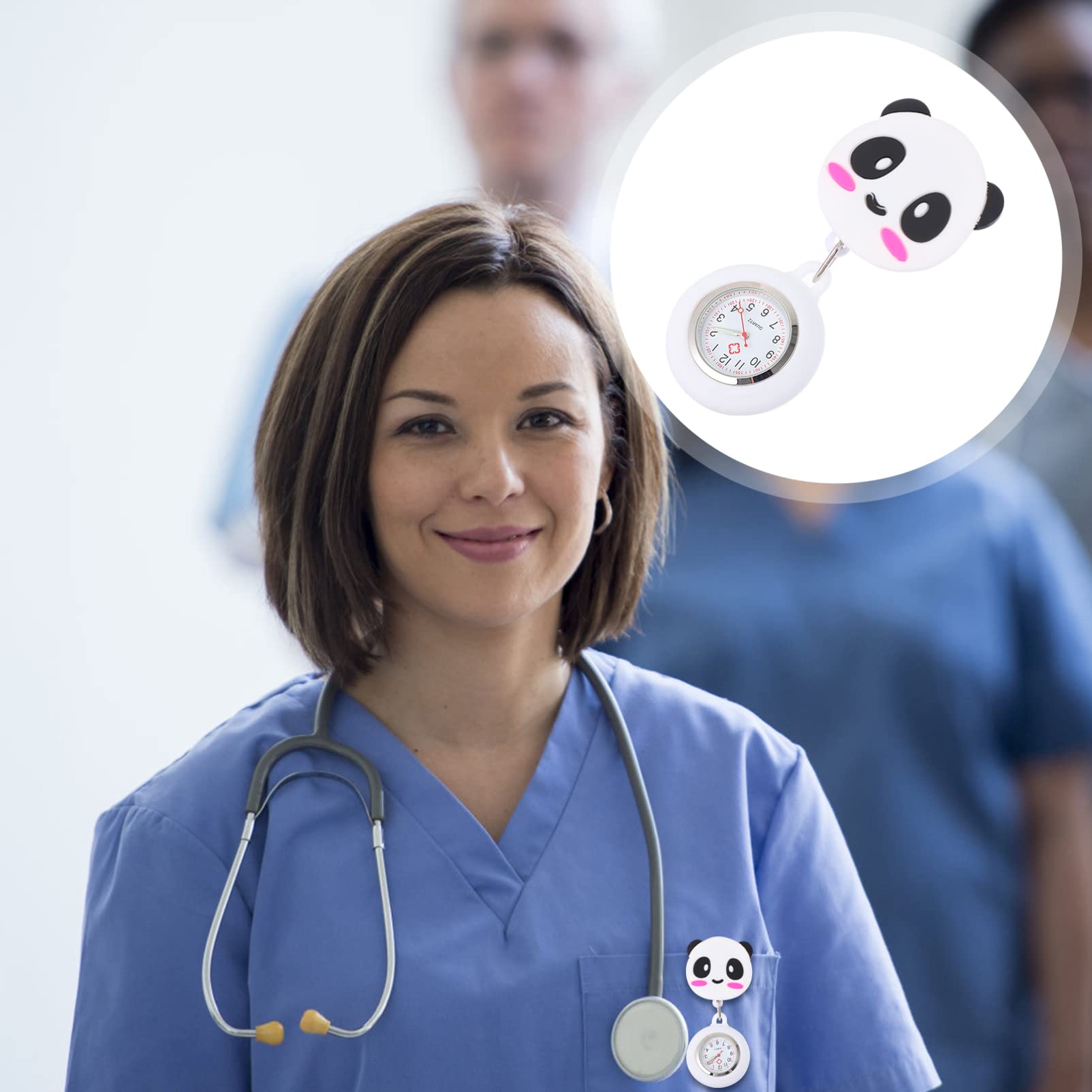 Retractable Nurse Watch with Luminous Hands - Clip On Panda Fob Watch for Medical Professionals, Doctors & Students | Analog Quartz Lapel Watch for Hospital Shifts & Clinical Work