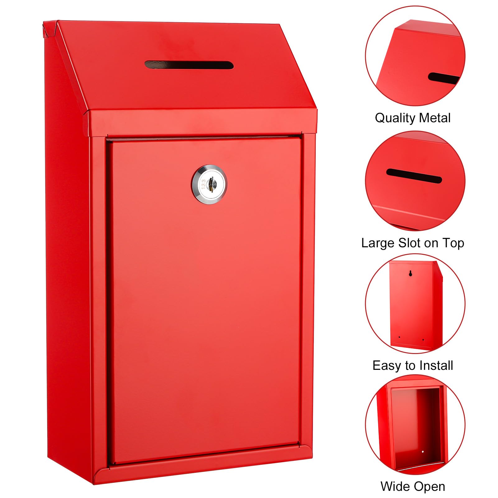 Secure Metal Donation Box with Lock Slot - 10.2