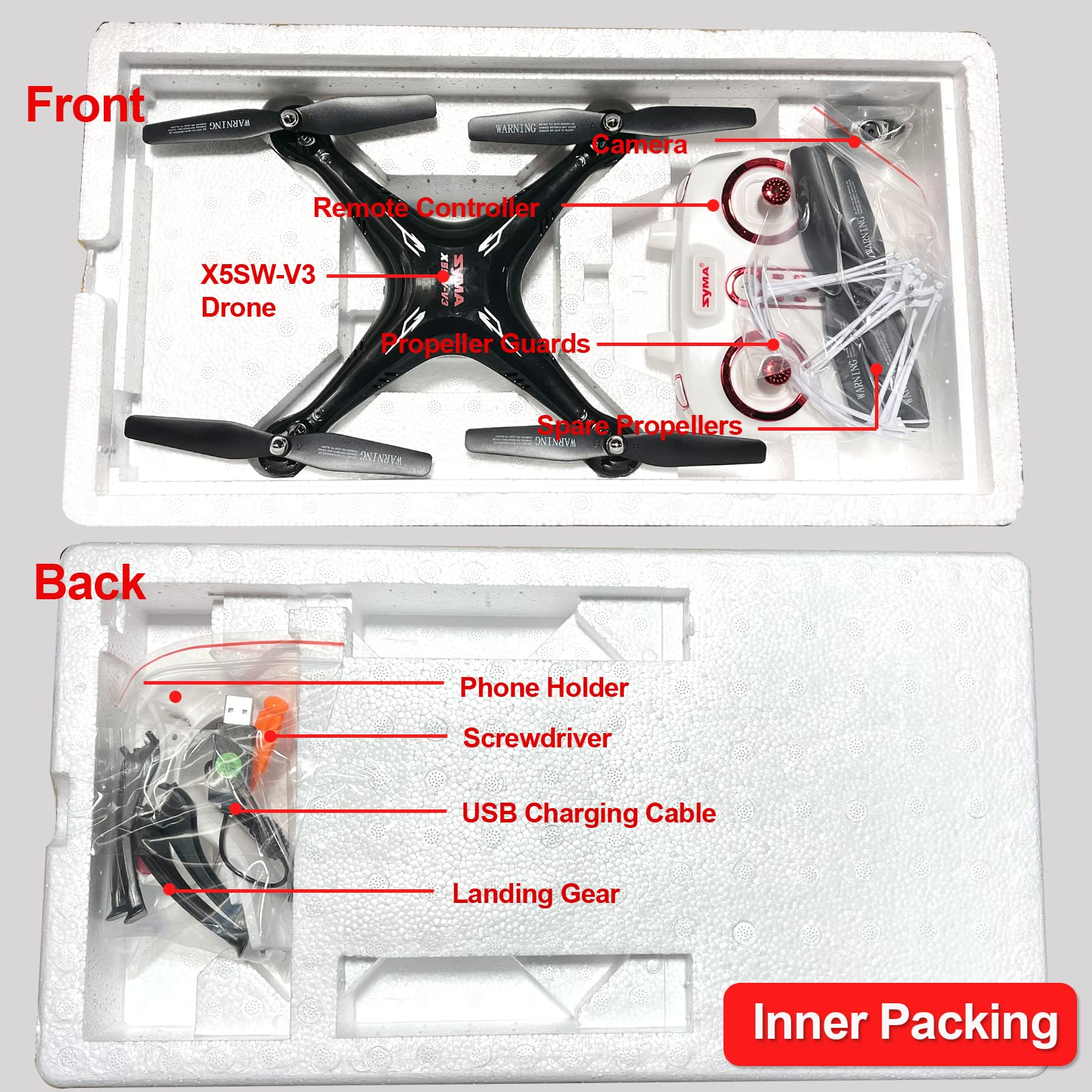 Cheerwing Syma X5SW-V3 FPV Drone with 720P HD Camera - One Key Start, Altitude Hold, Custom Flight - Best RC Quadcopter for Adults & Kids - Perfect for Aerial Photography, Outdoor Adventures & Family Fun