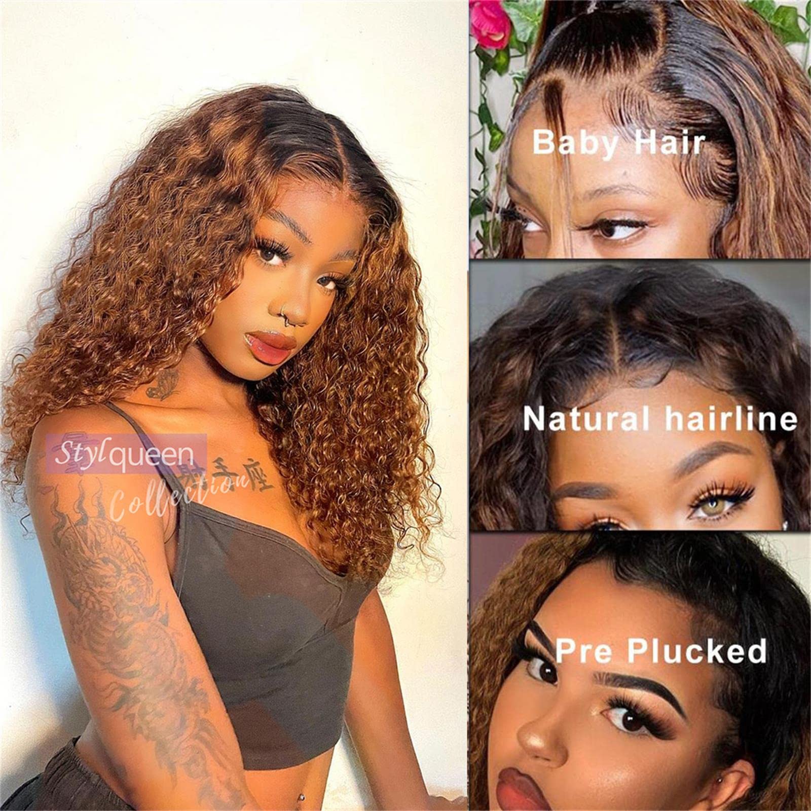 13x4 Ombre Lace Front Wig Human Hair - Pre Plucked Deep Wave Brown Curly Lace Frontal Wigs (1B30 Color, 18 Inch) for Black Women | Perfect for Daily Wear, Parties & Special Occasions