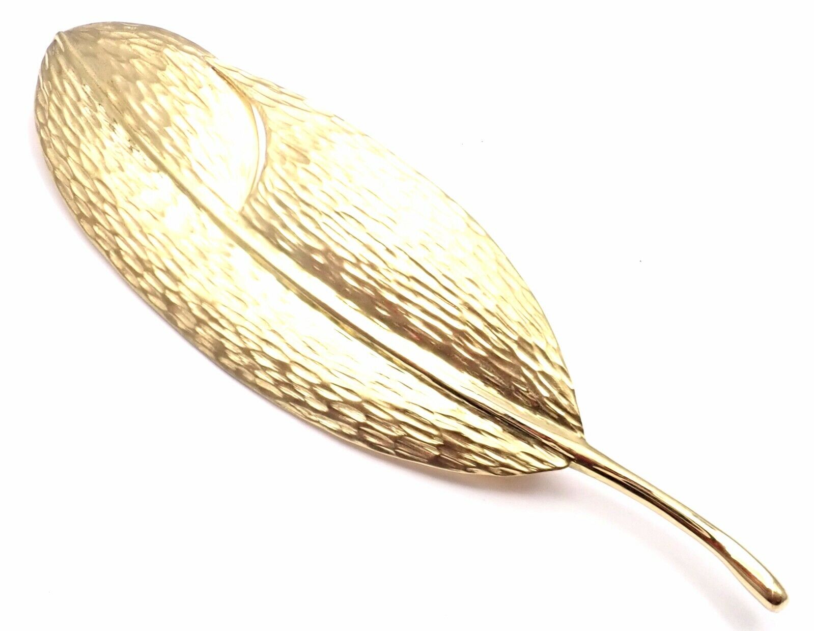 Authentic Tiffany & Co Angela Cummings 18K Yellow Gold Leaf Pin Brooch - Elegant Jewelry for Women, Perfect for Weddings, Parties & Special Occasions