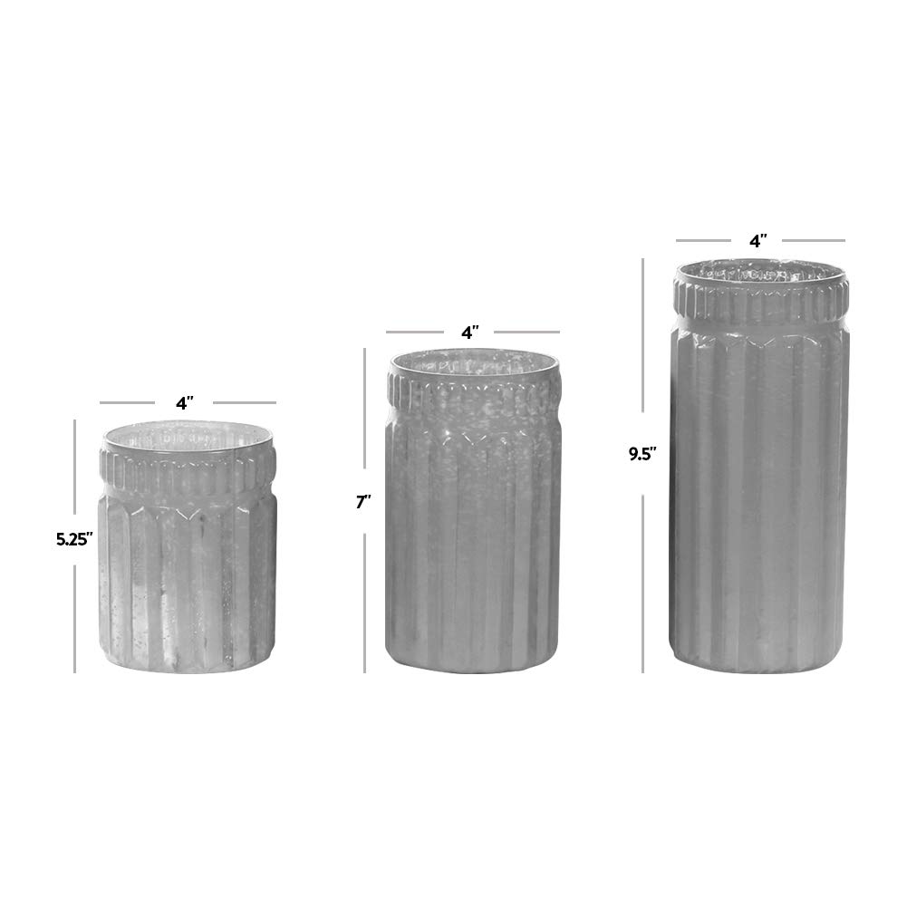Koyal Wholesale Gold Ribbed Mercury Glass Vases - Set of 3 Bulk Decorative Vases for Wedding Centerpieces, Floral Arrangements, Home Decor & Party Decorations