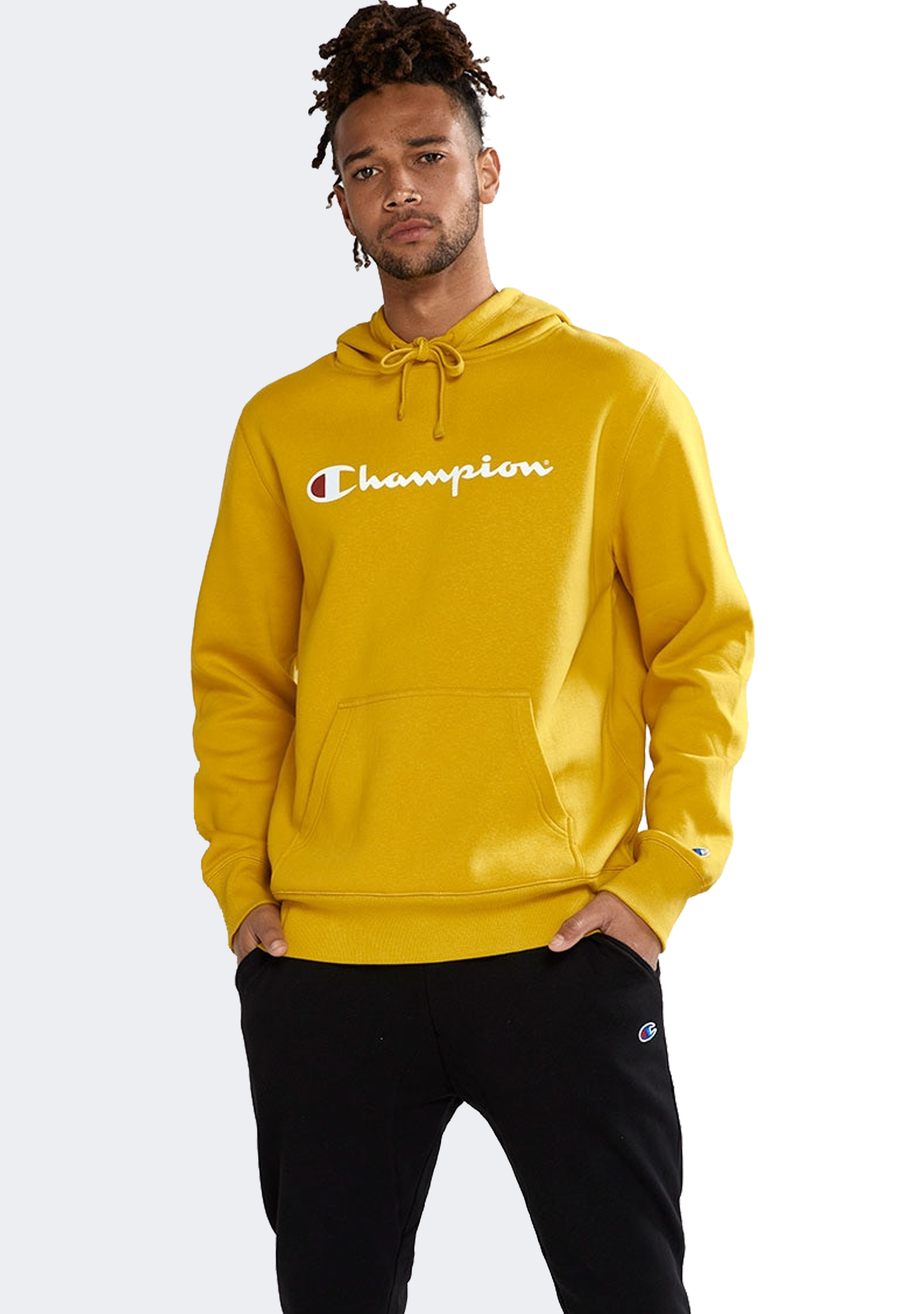 Champion Men's Script Logo Hoodie - Soft Cotton Pullover Sweatshirt for Casual Wear, Gym & Street Style