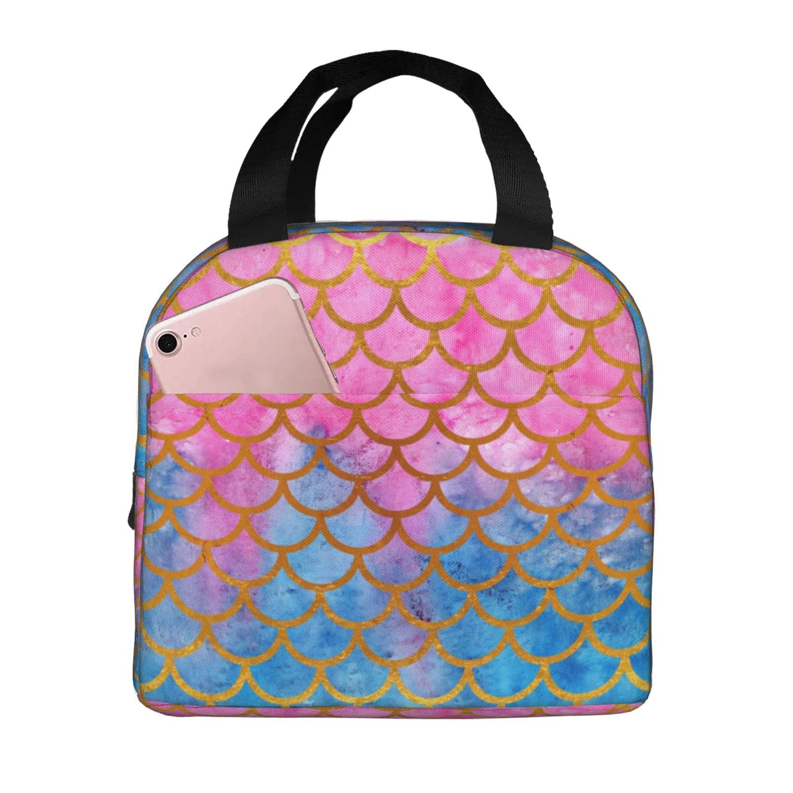 Insulated Mermaid Lunch Bag - Reusable Cooler Tote for Office, School & Picnic - Portable Lunch Box for Men & Women (Perfect for Work, Beach & Outdoor Activities)
