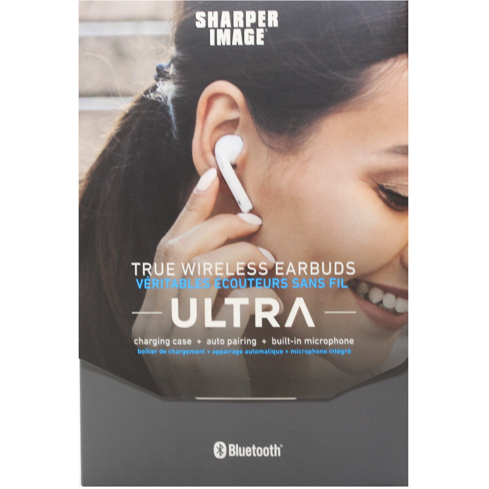 SHARPER IMAGE Ultra Wireless Earbuds SBT303WH - Bluetooth 5.0 Noise Cancelling Headphones with 24H Playtime, IPX7 Waterproof for Gym, Running & Travel