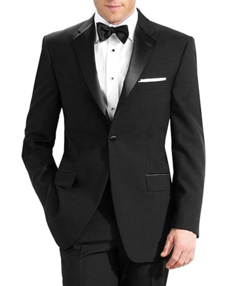 Neil Allyn Polyester One Button Notch Lapel Tuxedo Suit for Men - Formal Wedding, Prom, Black Tie Event, Evening Gala & Special Occasions