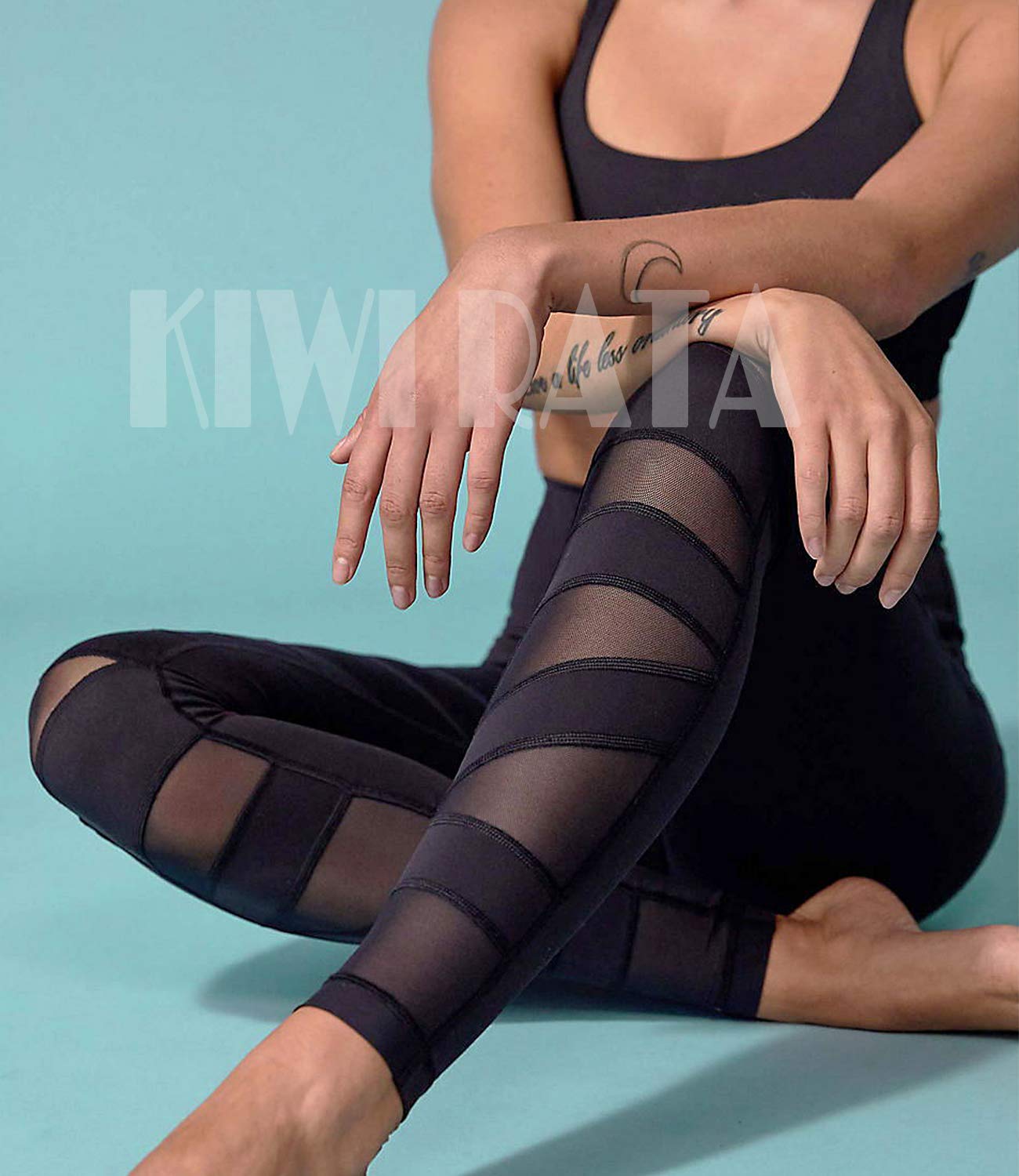 KIWI RATA Women's Breathable Mesh Workout Capris - High Waisted Yoga Pants for Gym, Running & Fitness | Perfect for Yoga, Pilates & Active Lifestyle