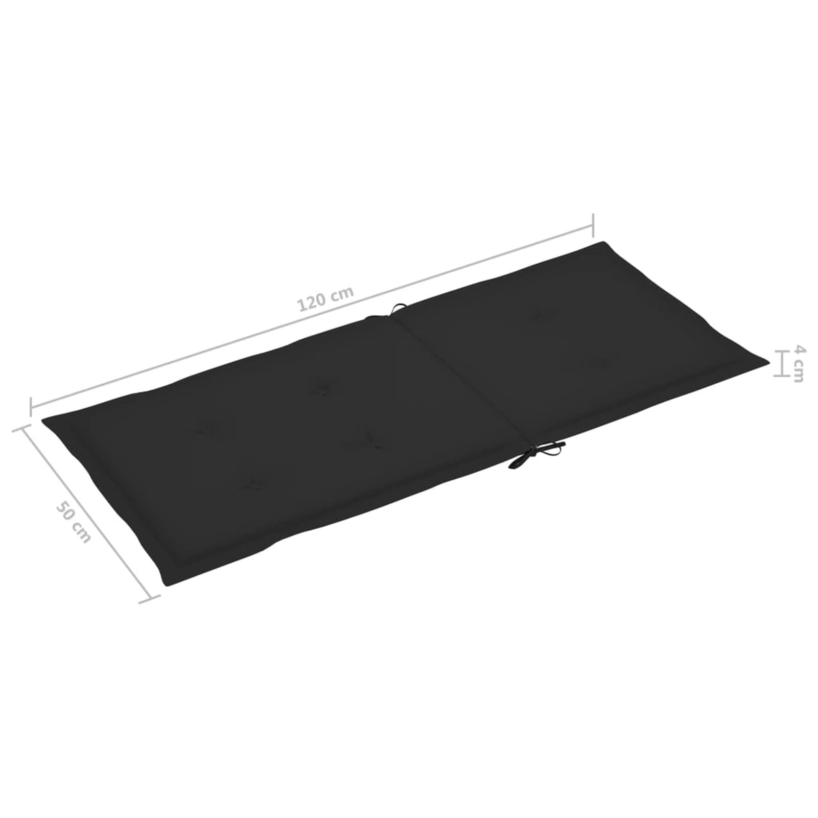Tidyard 4-Piece Outdoor Garden Chair Cushion Set - Waterproof Black Patio Seat & Back Cushions (47.2x19.7x1.2 Inches) for Lawn, Deck, Poolside Furniture - Durable Fabric for All-Weather Use