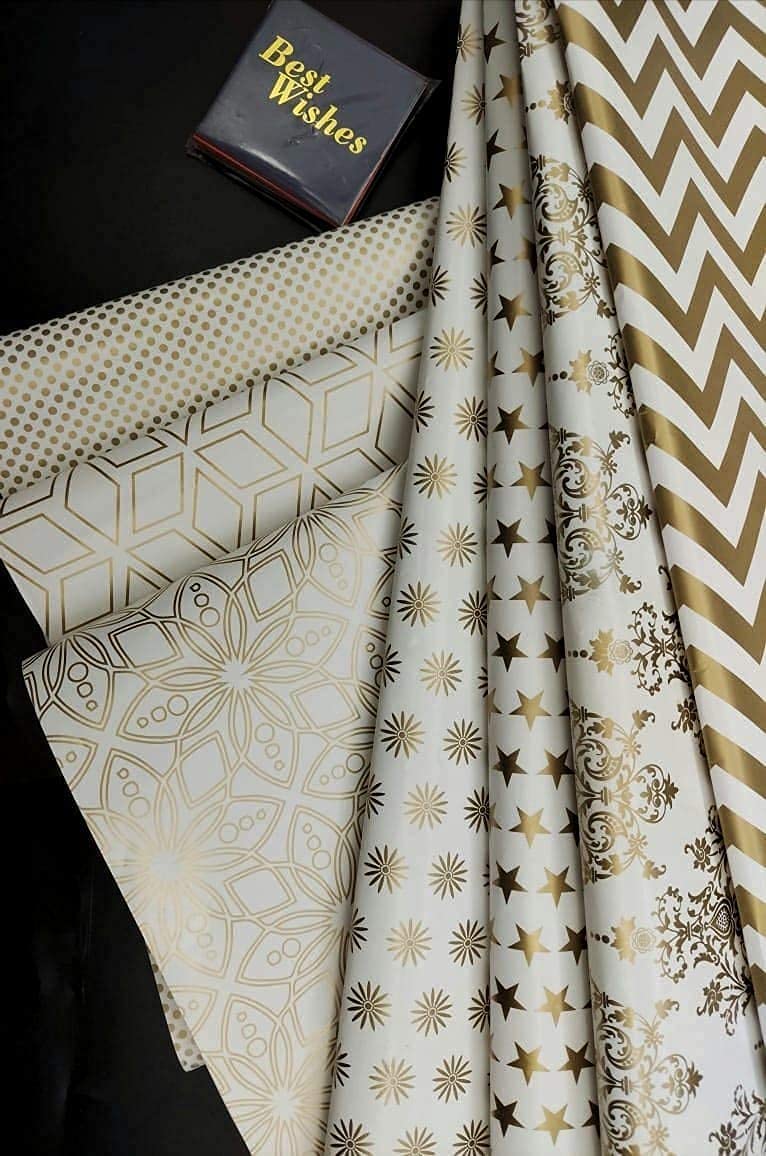 10 Pcs Golden Gift Wrapping Paper Sheets - Premium Decorative Wrapping Paper for Anniversary, Birthday, Wedding | DIY Crafts, Scrapbooking, Present Packaging | Elegant Gift Wrap for Special Occasions & Party Decorations
