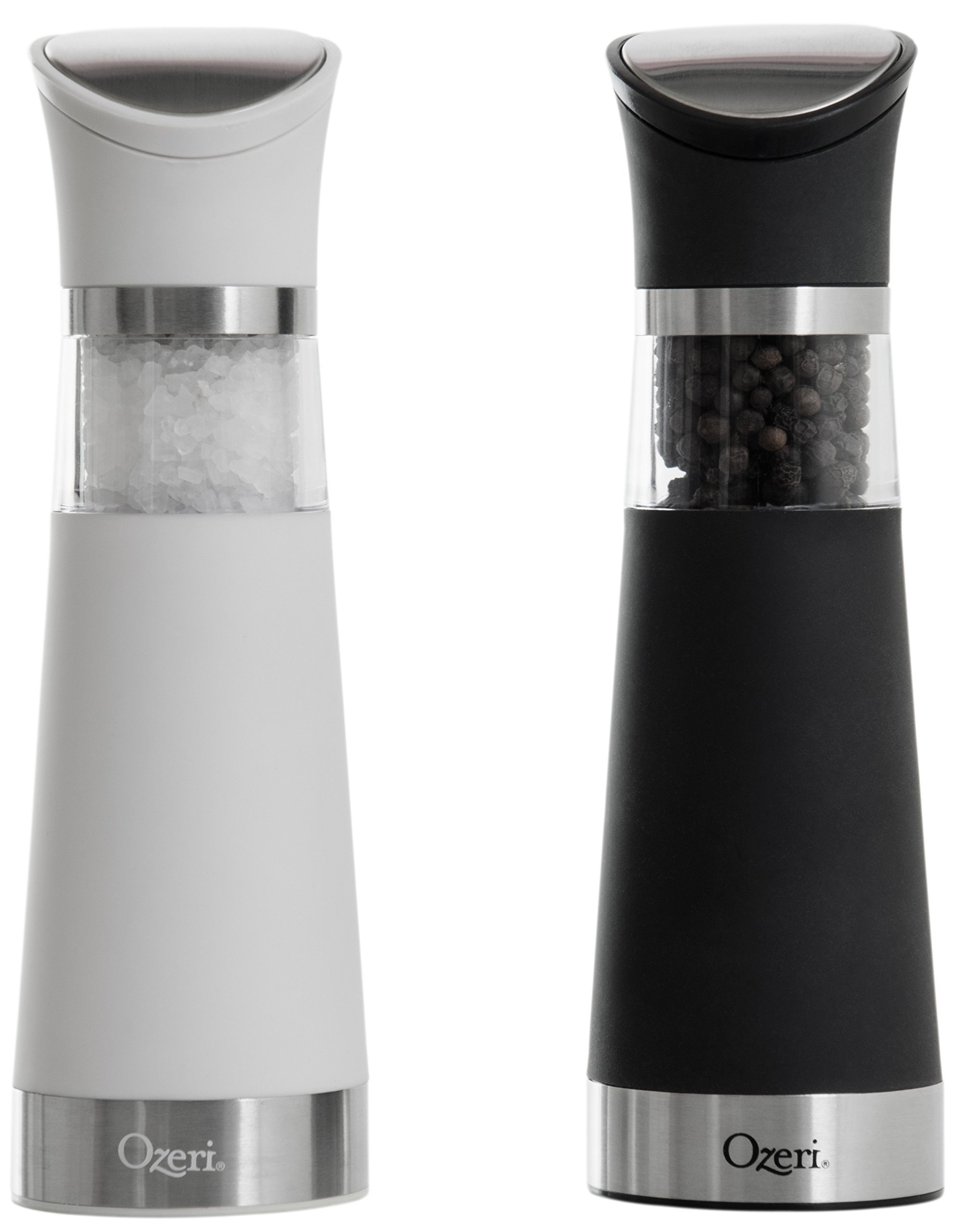 Ozeri Graviti Pro Electric Salt and Pepper Grinder Set - BPA-Free Automatic Spice Mill with LED Light for Kitchen, Dining Table & Outdoor Cooking