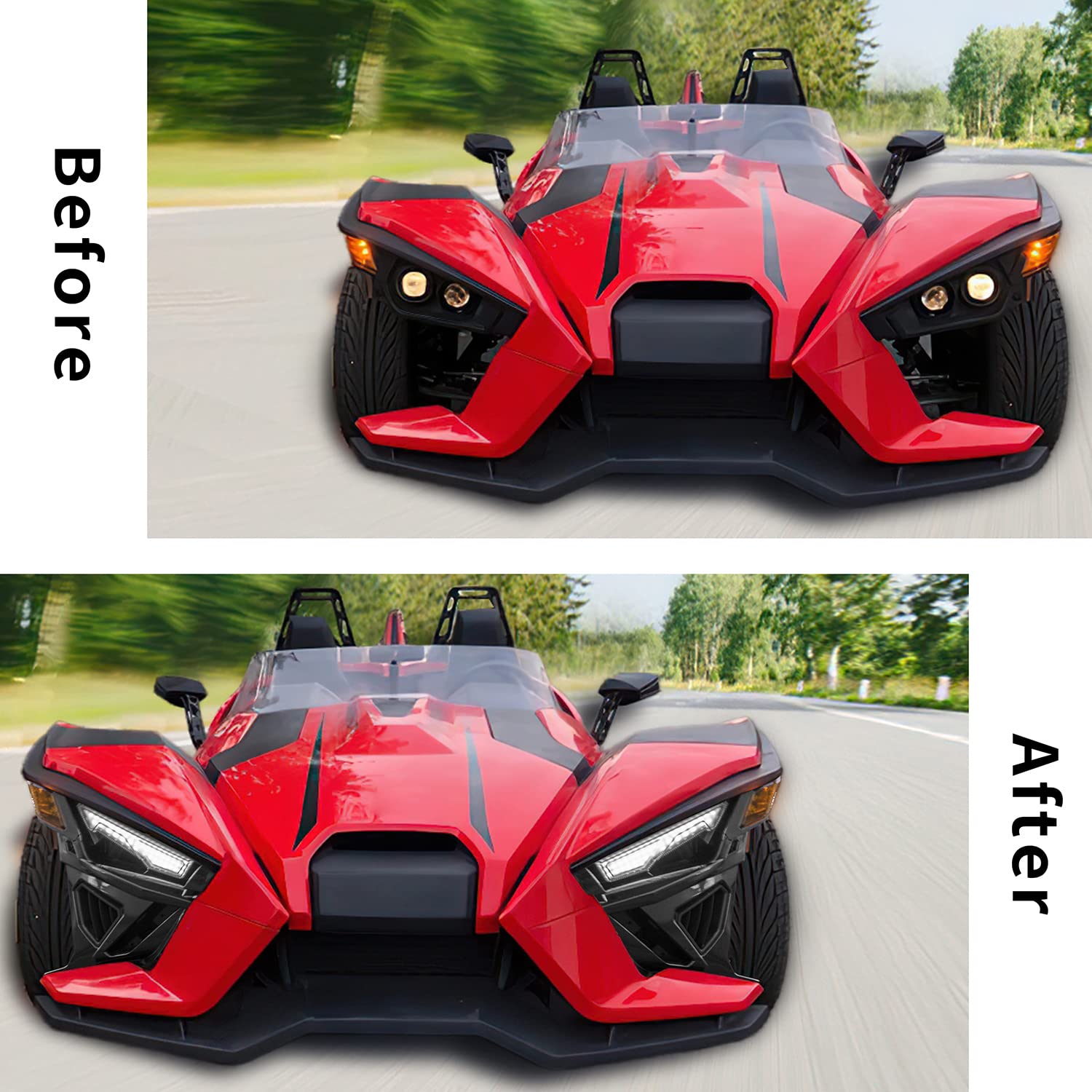 Polaris Slingshot S SL SLR R LE 2014-2021 Lower Accent Panel Light Kit - Compatible Daytime Running Lights & Trim Panel Replacement for 2884605 2884606 (Front) - Perfect for Night Driving & Custom Car Upgrades