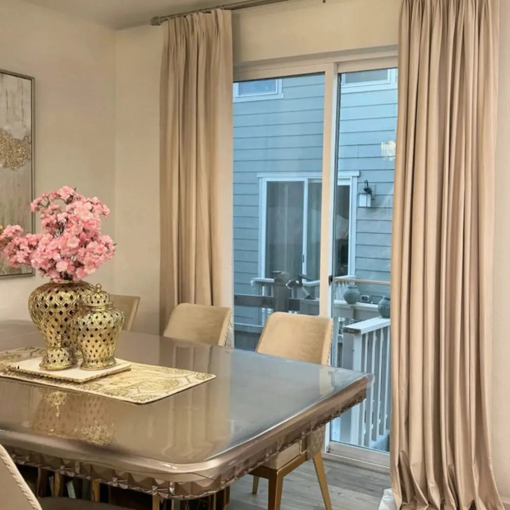 Luxury Veda Luster Cotton Velvet Pleated Curtains - Blackout Drapes for Living Room, Bedroom & Home Decor | Soft & Elegant Window Treatments for Enhanced Privacy & Light Control