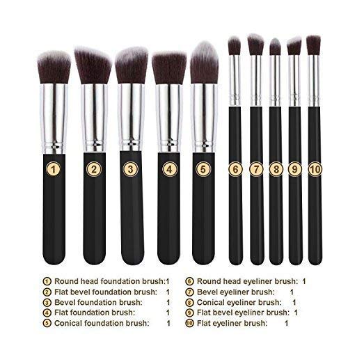 KTABRIZ 10-Piece Lightweight Makeup Brush Set for Women & Girls - Soft Black Makeup Brushes for Foundation, Eyeshadow, Blending - Perfect for Travel & Professional Makeup Kits