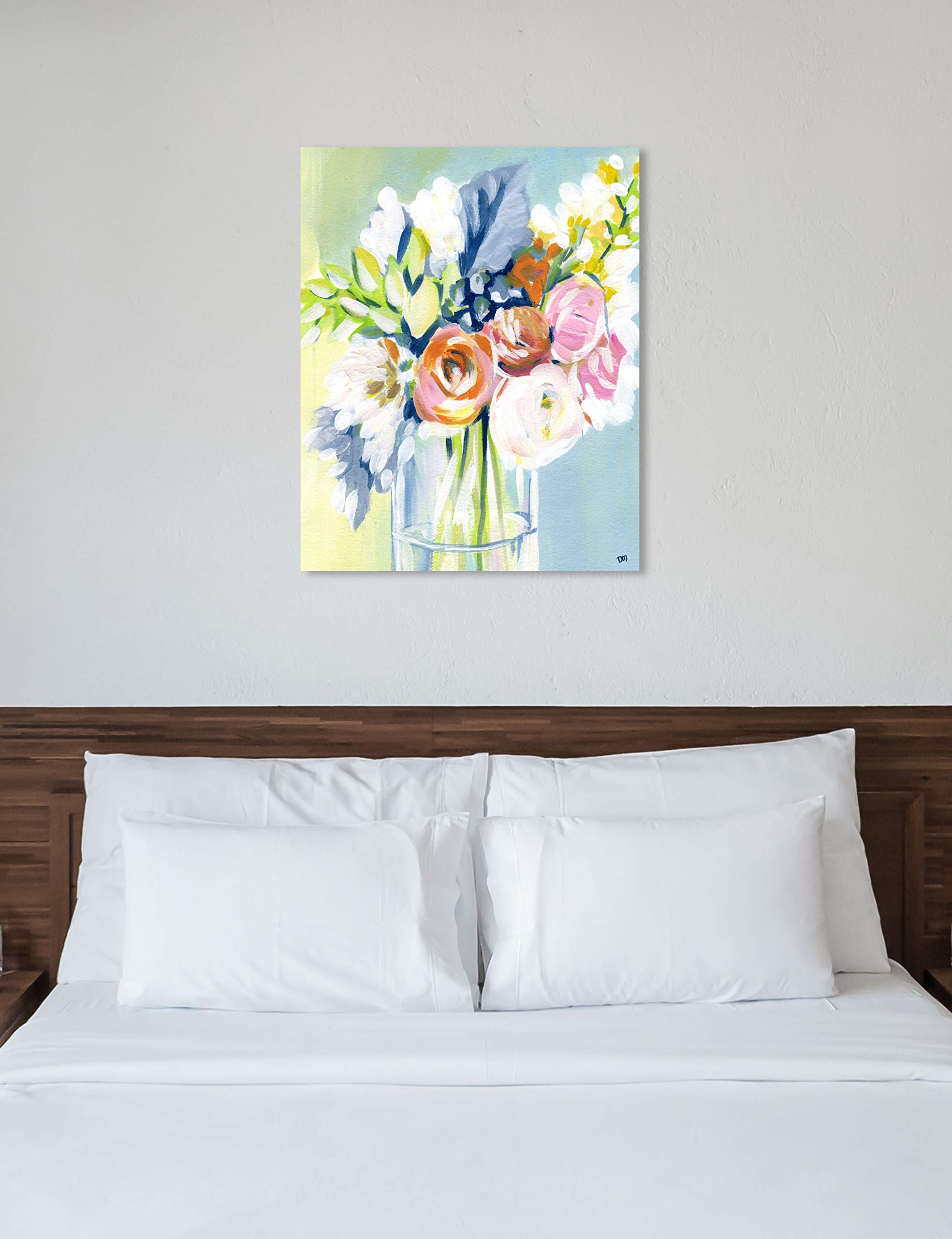Oliver Gal Artist Co. Floral Wall Art Canvas Print - 'Wednesday Favorites' Blue & Green Home Decor Painting (13x16 Inches) for Living Room, Bedroom & Office