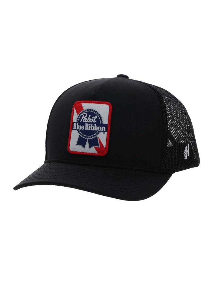 Hooey 2274T BK Pabst Blue Ribbon High Profile Snapback Hat - Black Adjustable Baseball Cap for Men & Women - Perfect for Sports, Outdoor Activities and Casual Wear