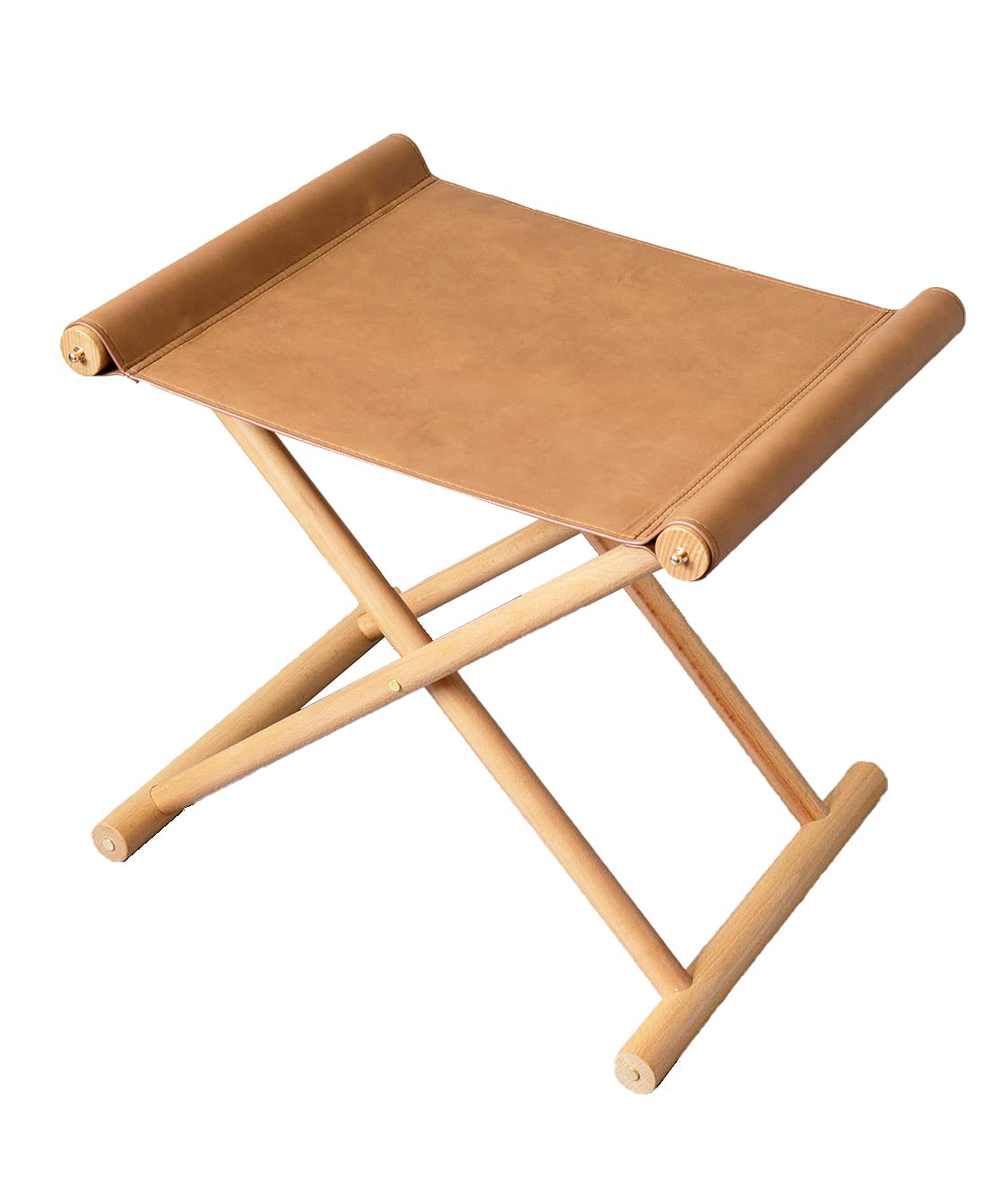 Vegan Soft Leather Solid Beech Wood Foldable Foot Stool | Multi-Purpose Ottoman & Magazine Holder | Van Dyke Brown | Perfect for Living Room, Bedroom & Office Use