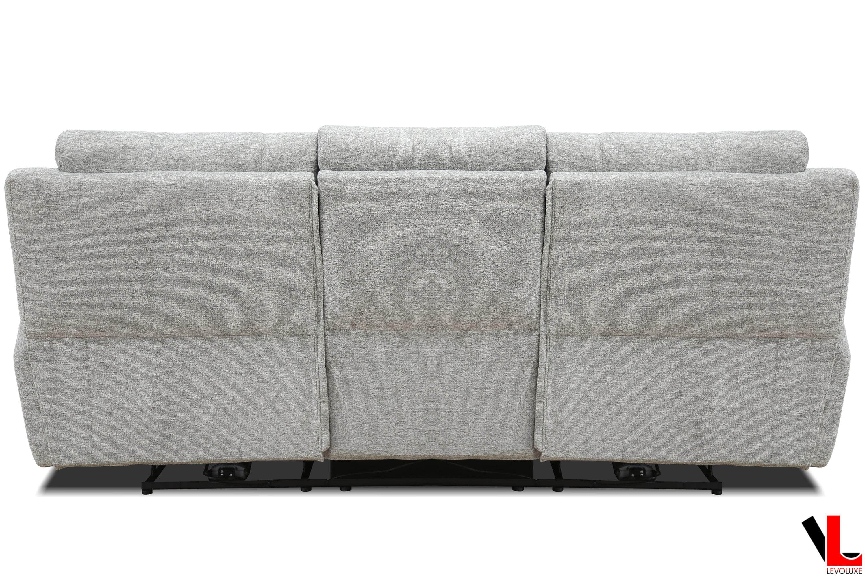 Sentinel 87.8 Power Reclining Sofa with Adjustable Headrest in Tweed Ash Fabric - Modern Comfort for Living Room, Home Theater & Relaxation