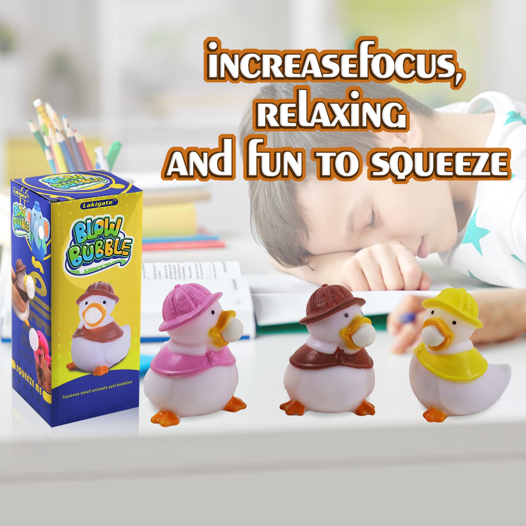 **3 Pack Cute Duck Squishy Fidget Toys for Kids & Adults - Stress Relief for Autism, ADHD, Anxiety - Non-Toxic Sensory Toys for Relaxation & Focus - Perfect for Home, Office & Travel**