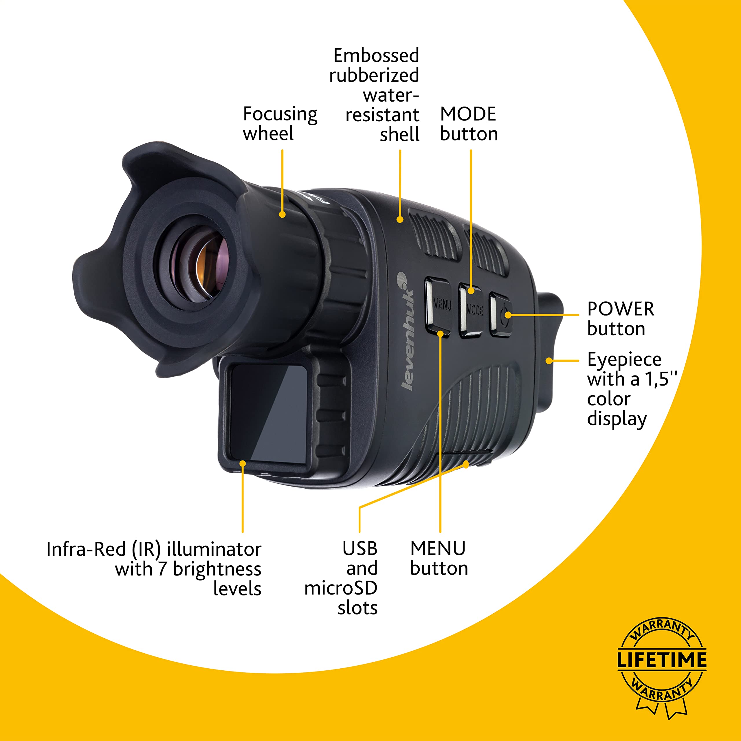 Levenhuk Halo 13x Compact Portable Digital Night Vision Monocular with LCD Screen - HD Night Vision Binoculars for Hunting, Wildlife Observation & Security Surveillance - Photo & Video Recording Function