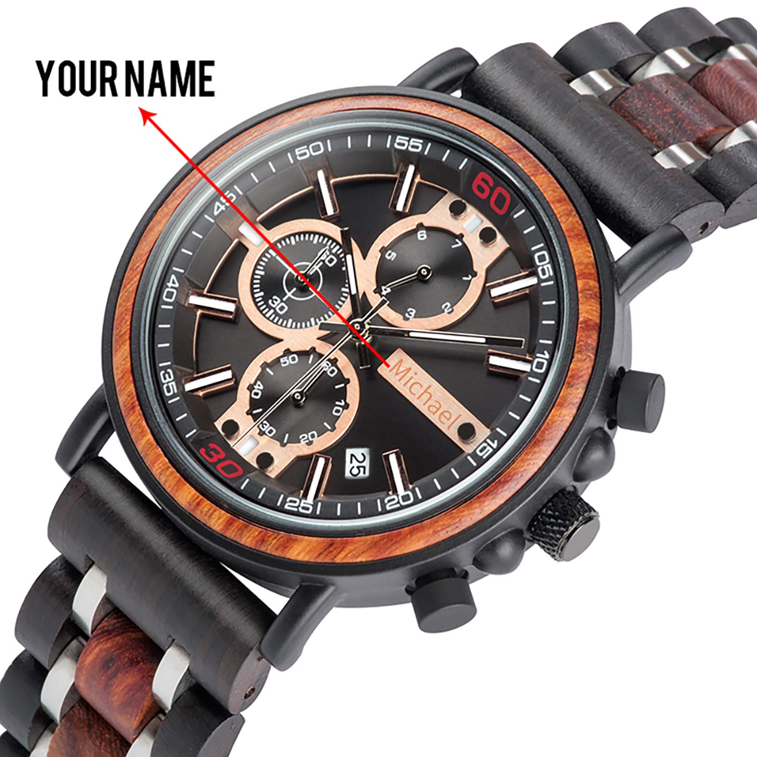 Personalized Engraved Wooden Watch for Men - Custom Name Wood Watch Gift for Husband, Boyfriend - Birthday, Anniversary Present - Perfect for Casual Wear, Office & Special Occasions