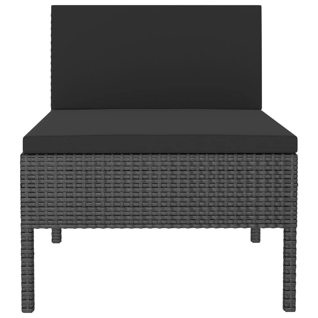 SKM 3-Piece Patio Furniture Set with Cushions - Black Poly Rattan Outdoor Chairs for Garden, Poolside & Backyard Relaxation