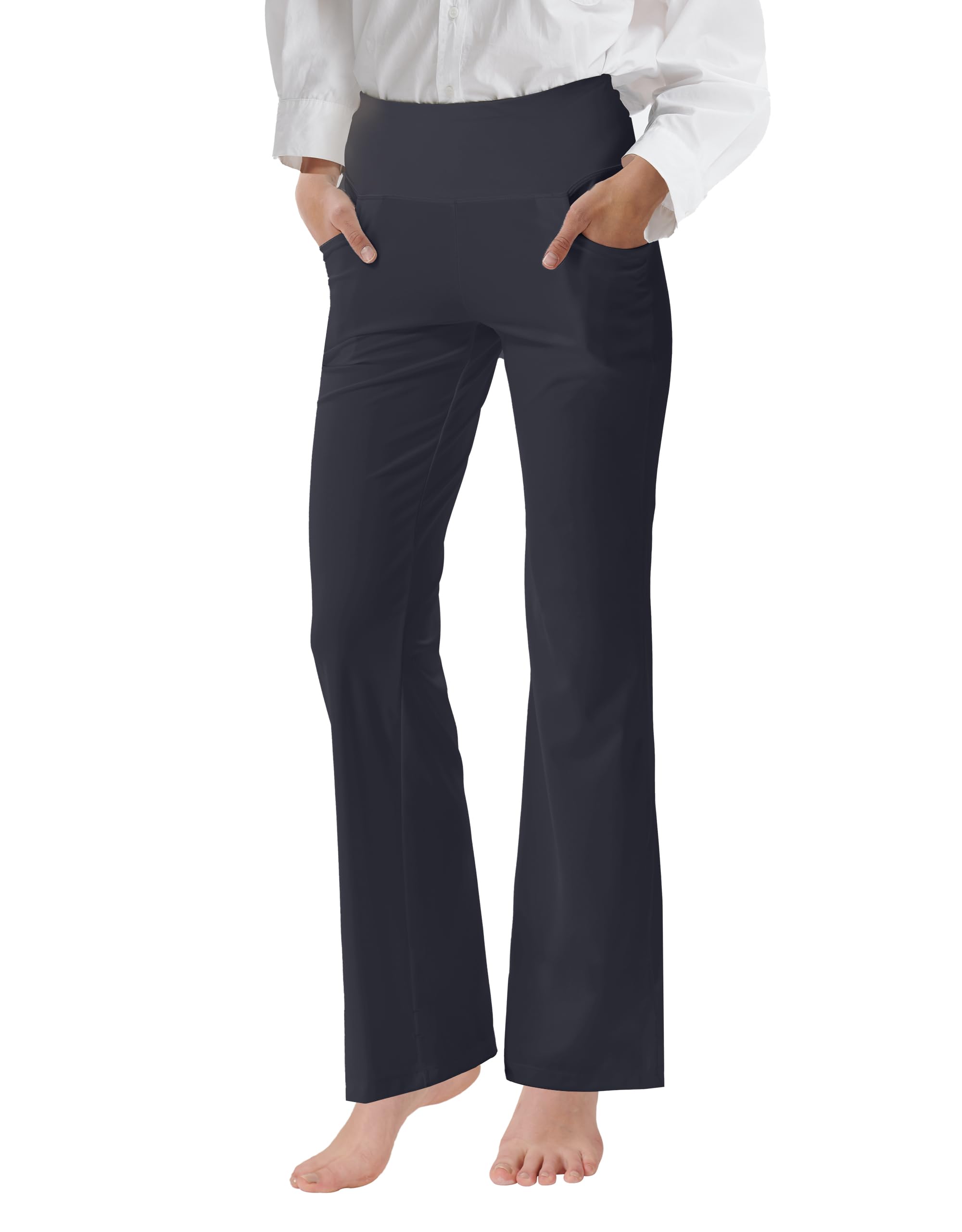 Cifupy Women's High Waist Bootcut Yoga Pants with Pockets - 4-Way Stretch Workout Pants, Bootleg Dress Pants for Yoga, Running & Office Wear