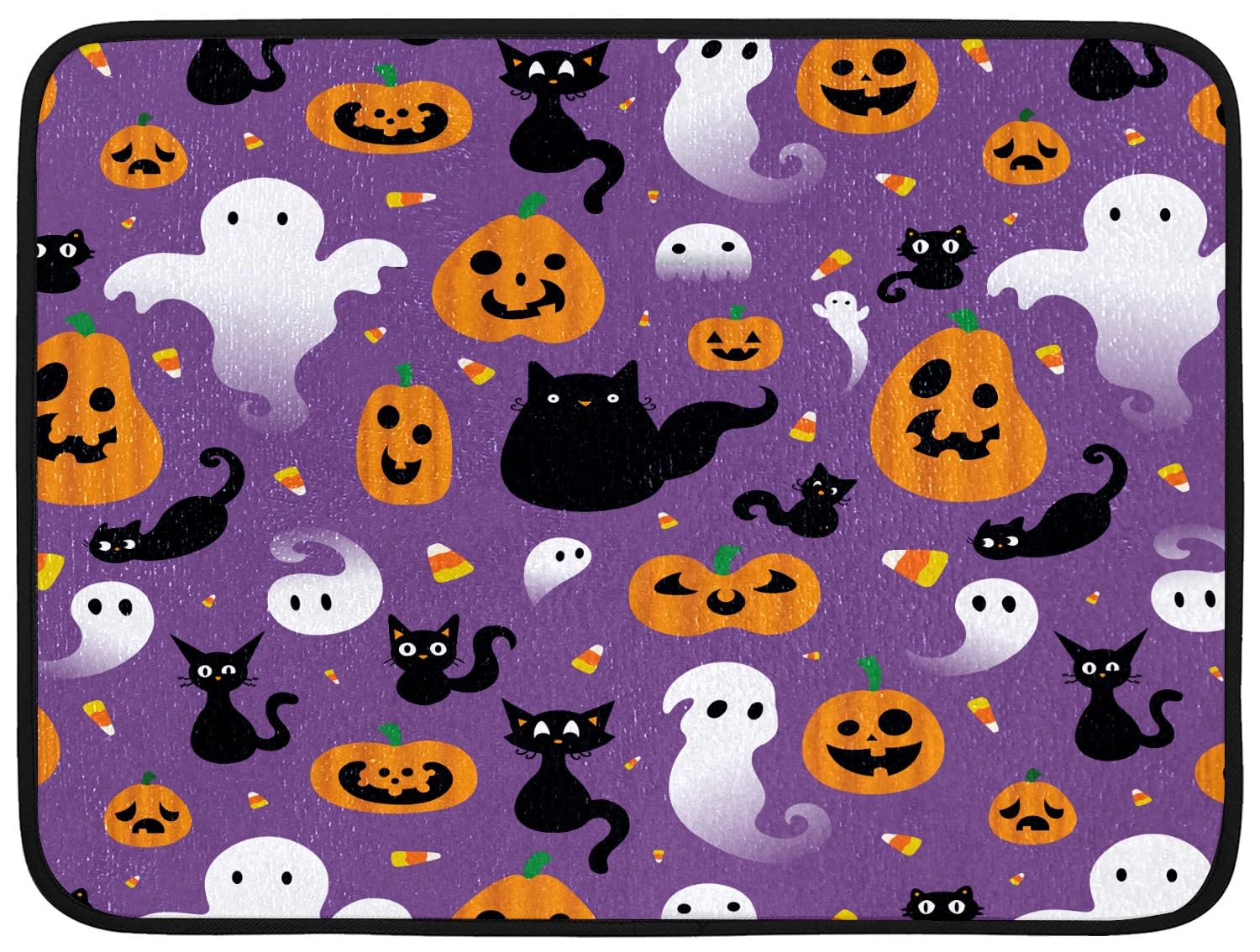 Halloween Pumpkin Cat Dish Drying Mat - Absorbent Kitchen Counter Mat for Dishes, Coffee Bar & Dish Drain - Non-Slip Countertop Drying Mat for Halloween Decor & Daily Kitchen Use