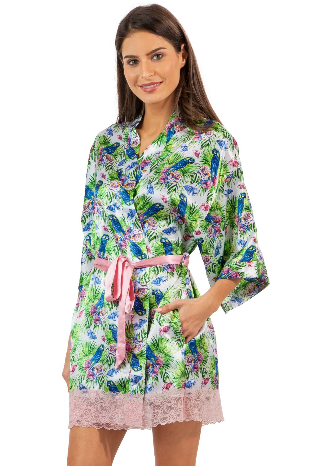 Ashford & Brooks Women's Satin Kimono Robe - Soft Silky Short Bathrobe with Pockets - Perfect Bridal Shower, Bachelorette Party & Wedding Gift - Ideal for Spa Days, Lounging & Getting Ready