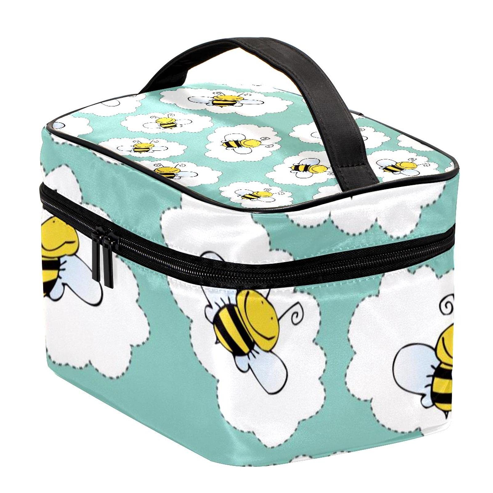 Cute Cartoon Bee Travel Makeup Bag - Large Cosmetic Organizer with Zipper for Women & Girls | Perfect for Toiletries, Makeup Storage & Travel Essentials