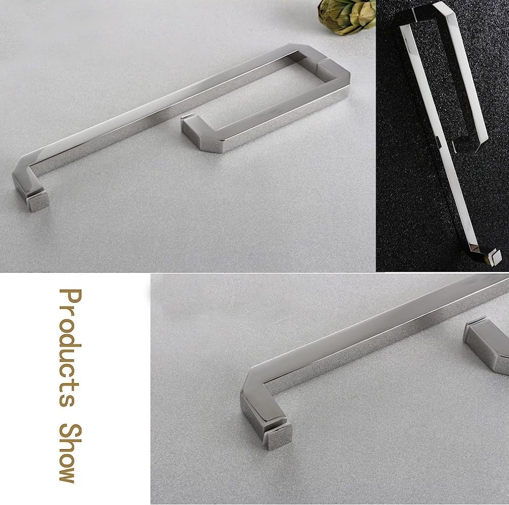 Polished Chrome Shower Glass Door Pull Knob & Towel Bar Set - 225mm & 275mm Barn Door Handles for Bathroom & Shower Screen Door - Perfect for Modern Bathroom Renovation and Spa-Like Shower Experience