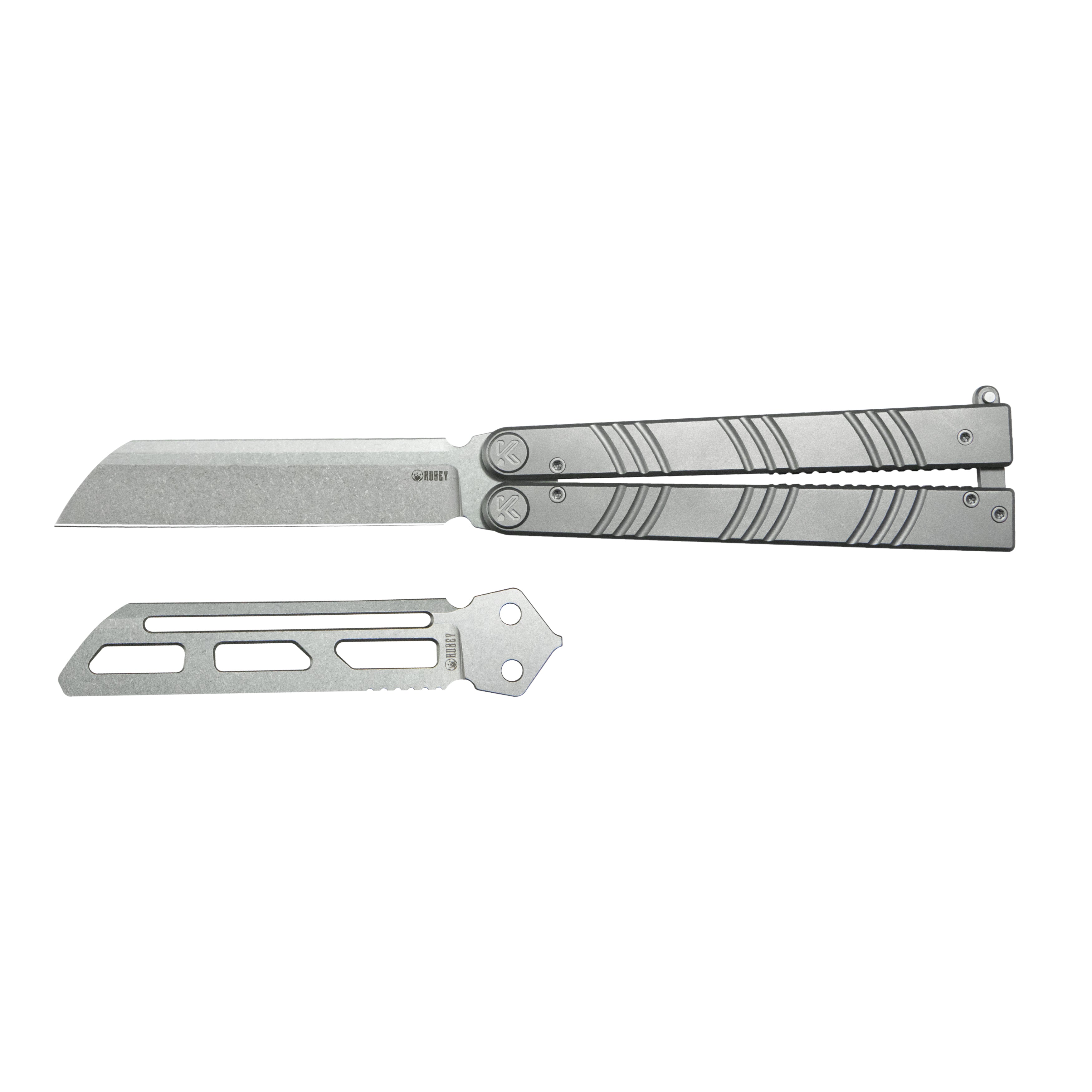 Kubey Ballistic EDC Folding Knife - Titanium Handle with Sandvik 14C28N Stainless Steel Blade (4.09