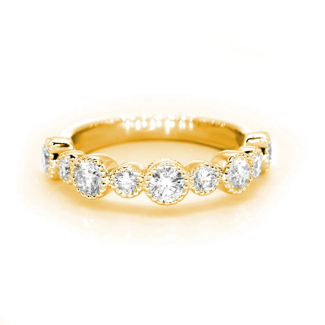 0.85 Carat Round Diamond Wedding Stackable Band - Bezel Set Milgrain Accent Ring for Women - Perfect for Bridal, Anniversary, and Everyday Elegant Jewelry