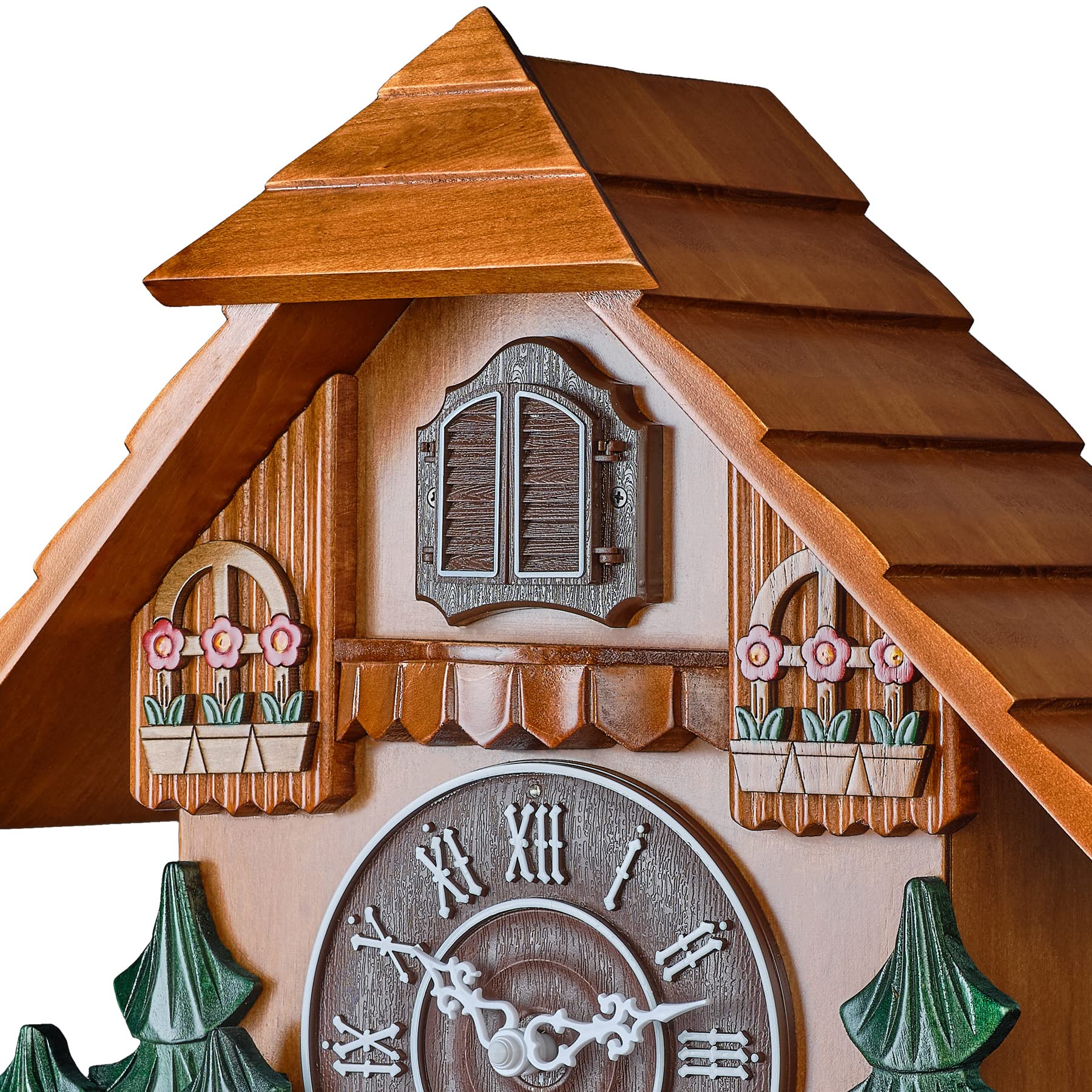 TIMEGEAR Automatic Night Mode Cuckoo Clock - Quartz Movement, Wooden Decorations - Perfect for Living Room, Bedroom & Home Decor