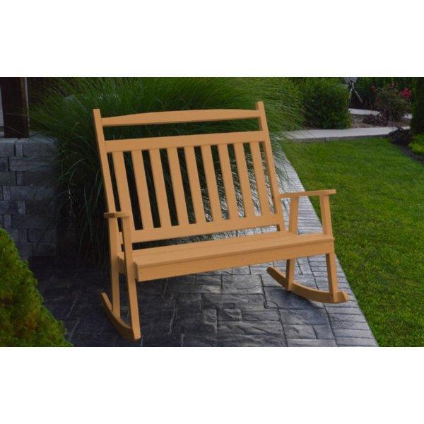 A & L Furniture Poly Classic Double Rocker - Comfortable Outdoor Patio Rocking Chair for Porch, Garden, and Backyard Relaxation