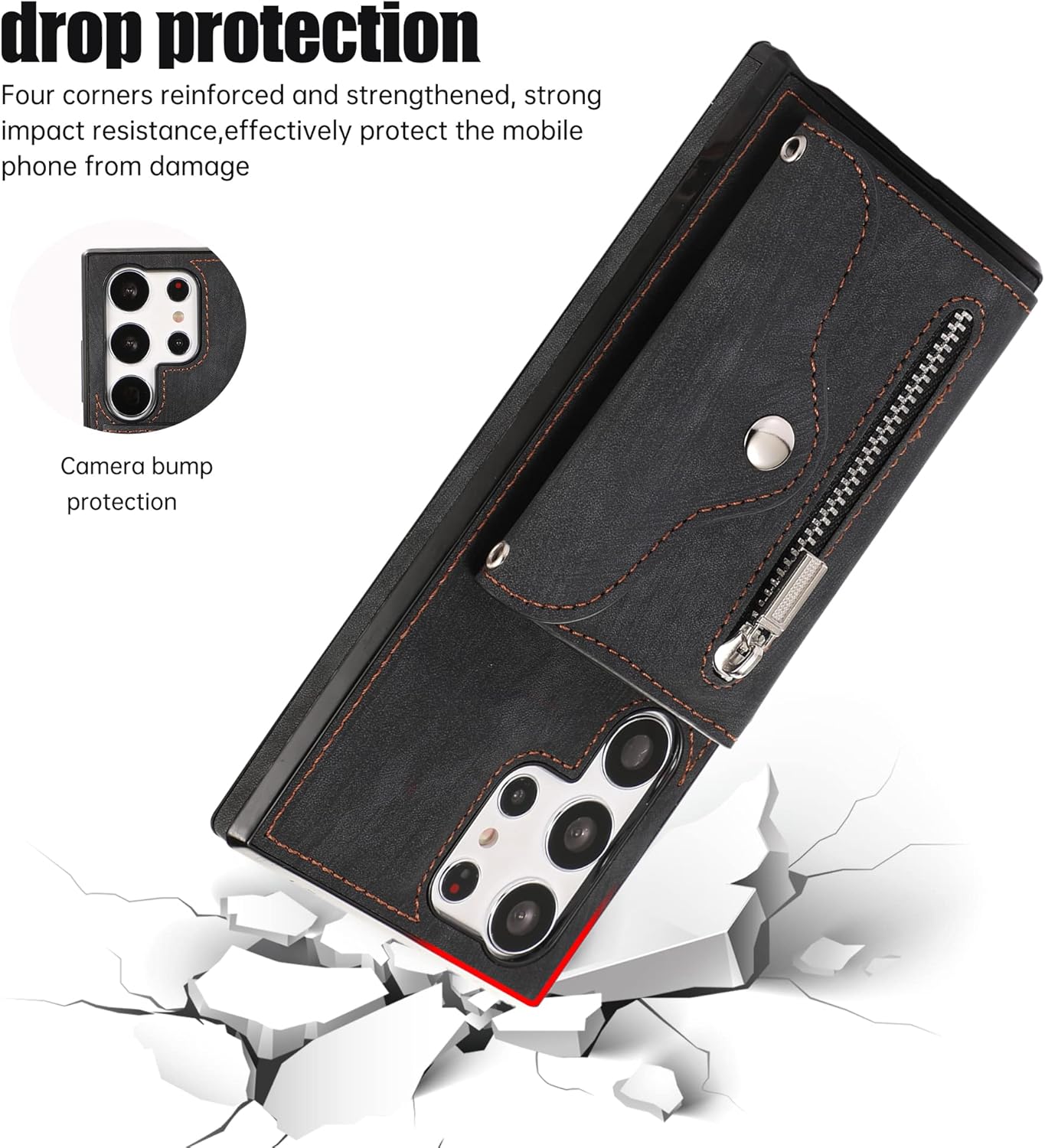 Samsung Galaxy S25 Ultra 5G Wallet Case with Card Slots & HD Tempered Glass Screen Protector - Premium Protection for Your Phone (Perfect for Travel, Business & Everyday Use)