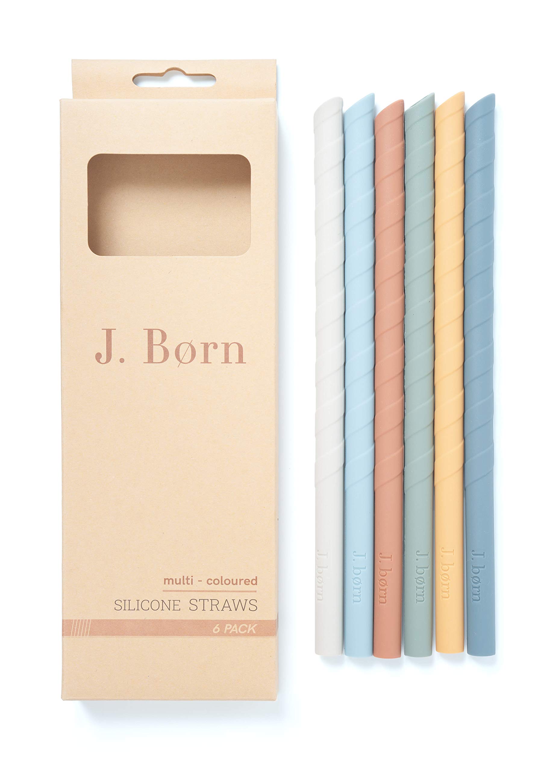 Reusable Silicone Straws 6-Pack with Brush | BPA-Free Spiral Drinking Straws for Smoothies & Cocktails