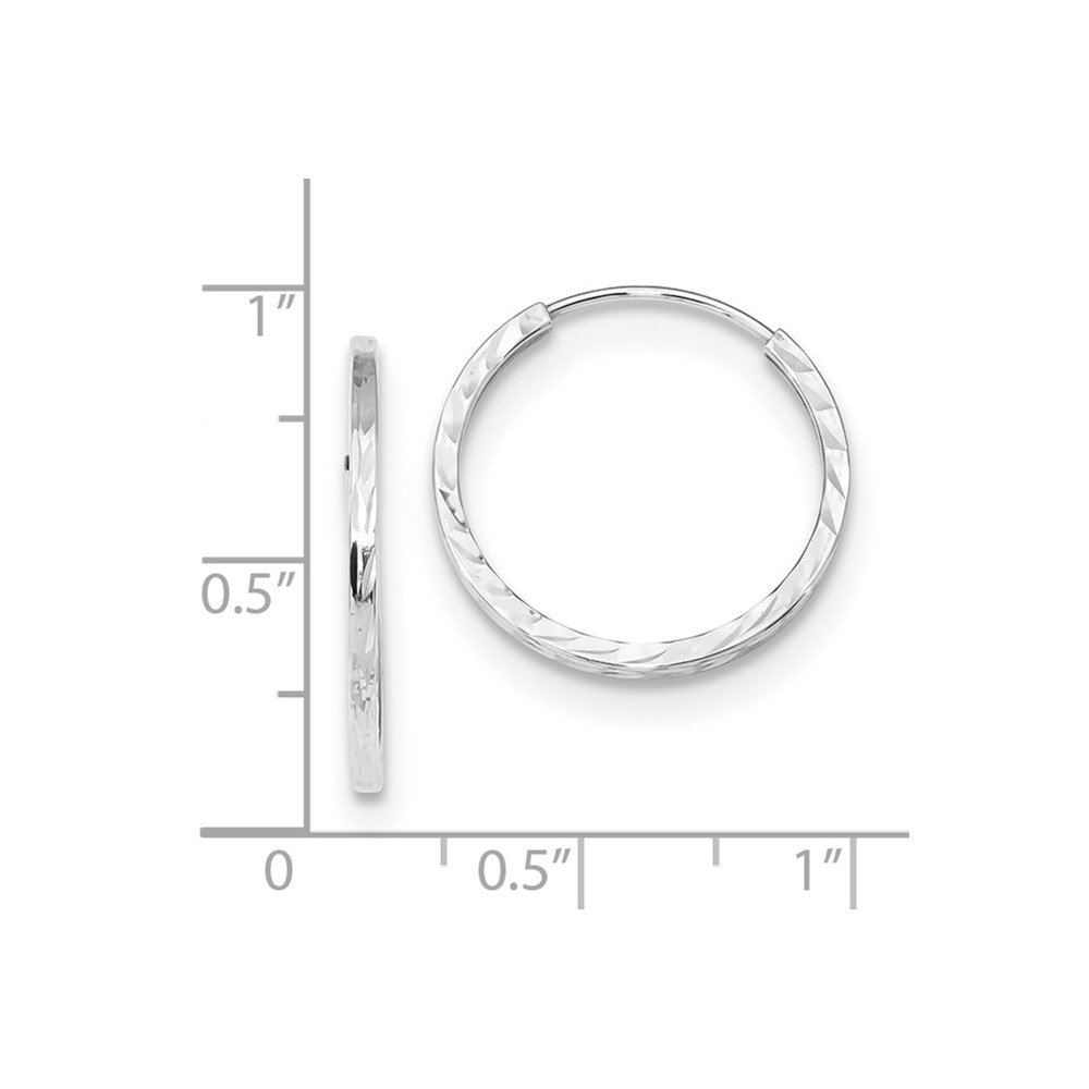 14K White Gold Shiny-Cut Square Tube Endless Hoop Earrings for Women - Hypoallergenic Luxury Jewelry Gift for Birthday, Anniversary & Special Occasions