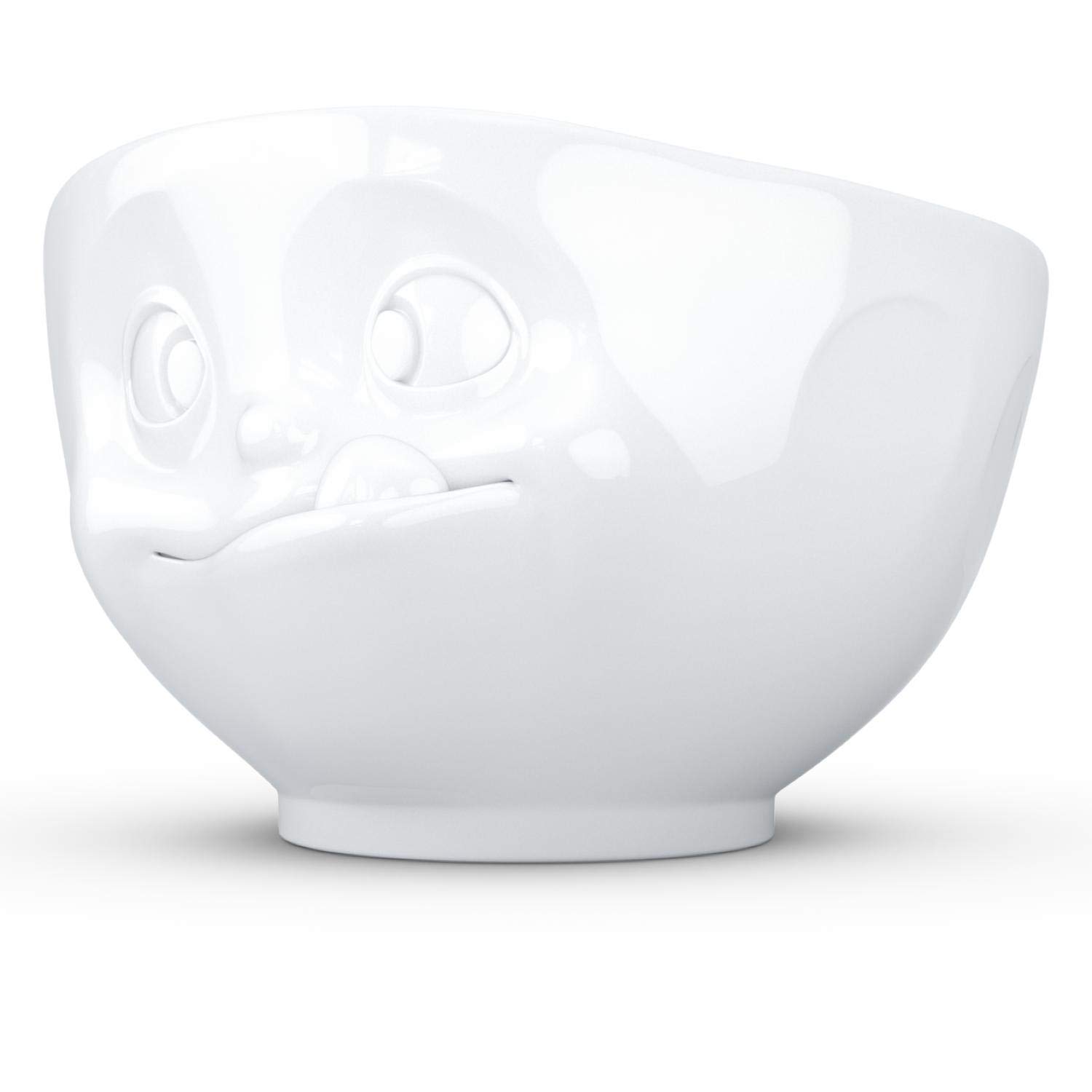 FIFTYEIGHT PRODUCTS Porcelain Cereal Bowl - 16 oz White Soup Bowl with Tasty Face Design - Durable Single Serving Dish for Breakfast, Soup, Salad & Dessert - Perfect for Home, Restaurant & Gifts