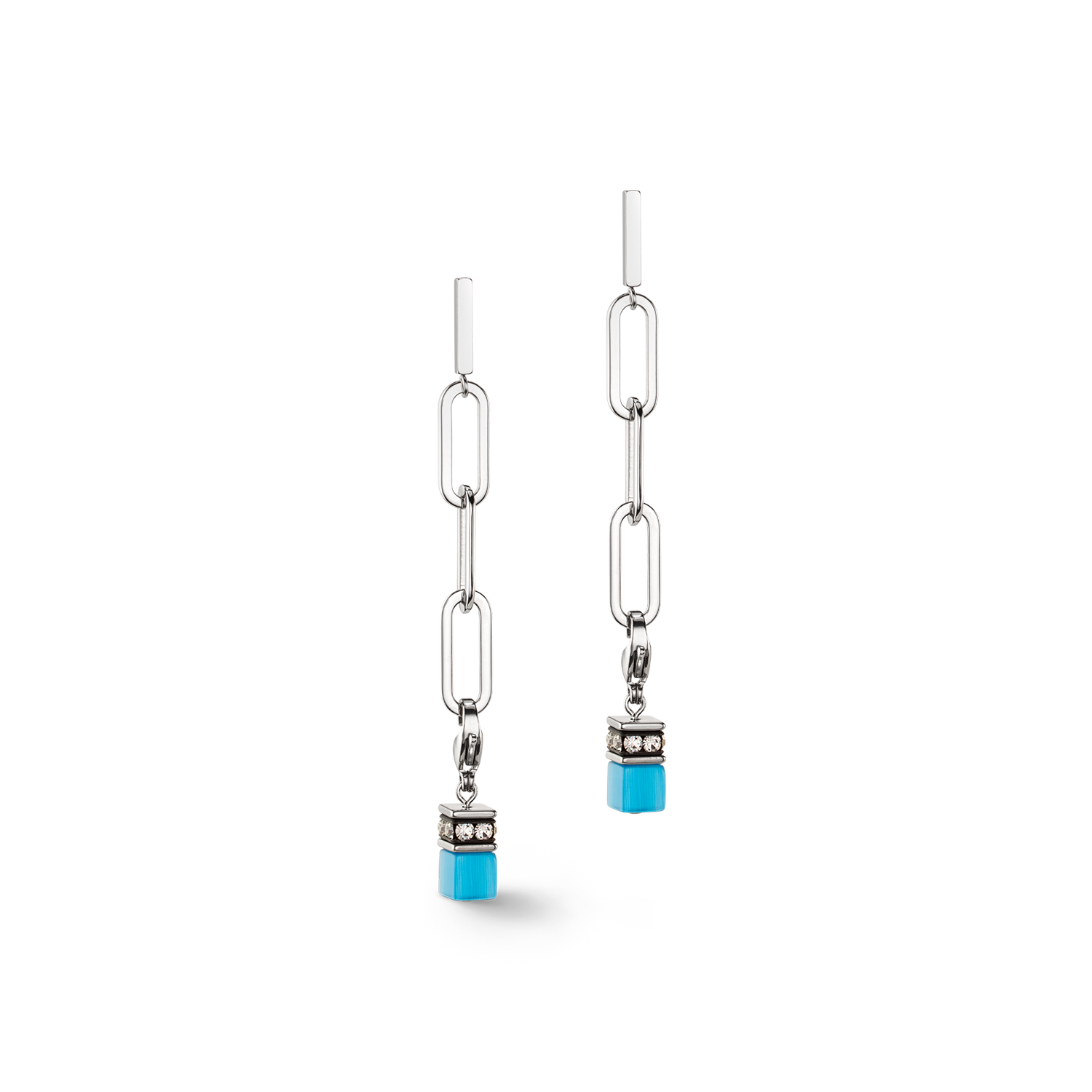 Happy Iconic Cube Charm Earrings in Silver Pastel - Elegant Minimalist Jewelry for Women, Perfect for Everyday Wear, Parties & Gifts