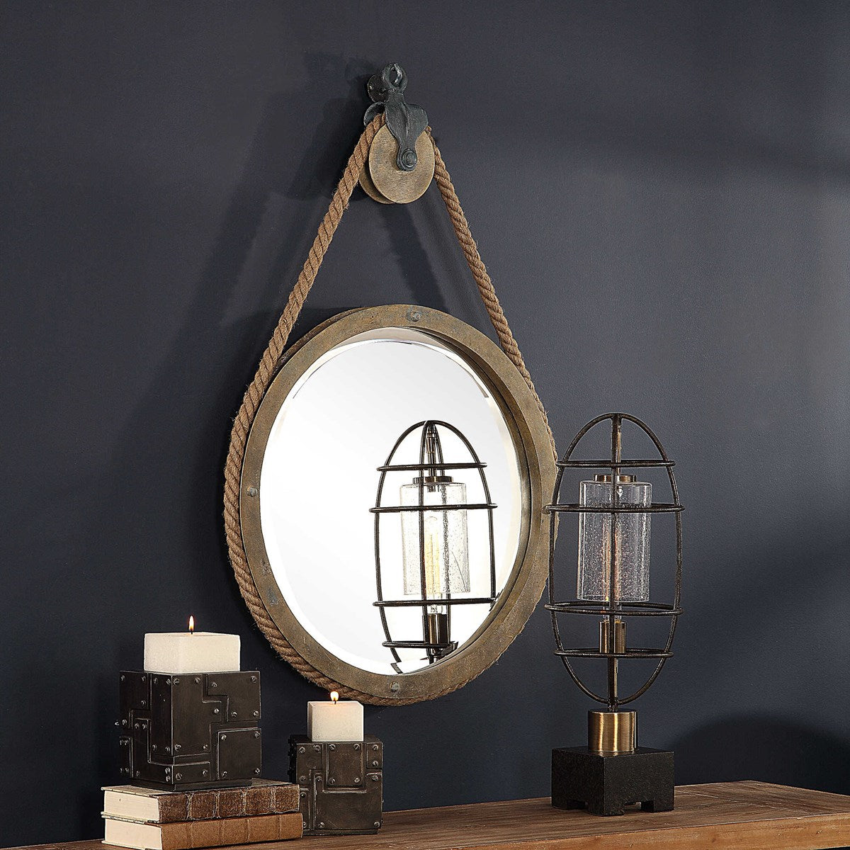 Nautical Rope Mirror - Round Coastal Decor Wall Mirror with Natural Jute Rope Frame, Perfect for Beach House, Bathroom, and Coastal Living Room Decor