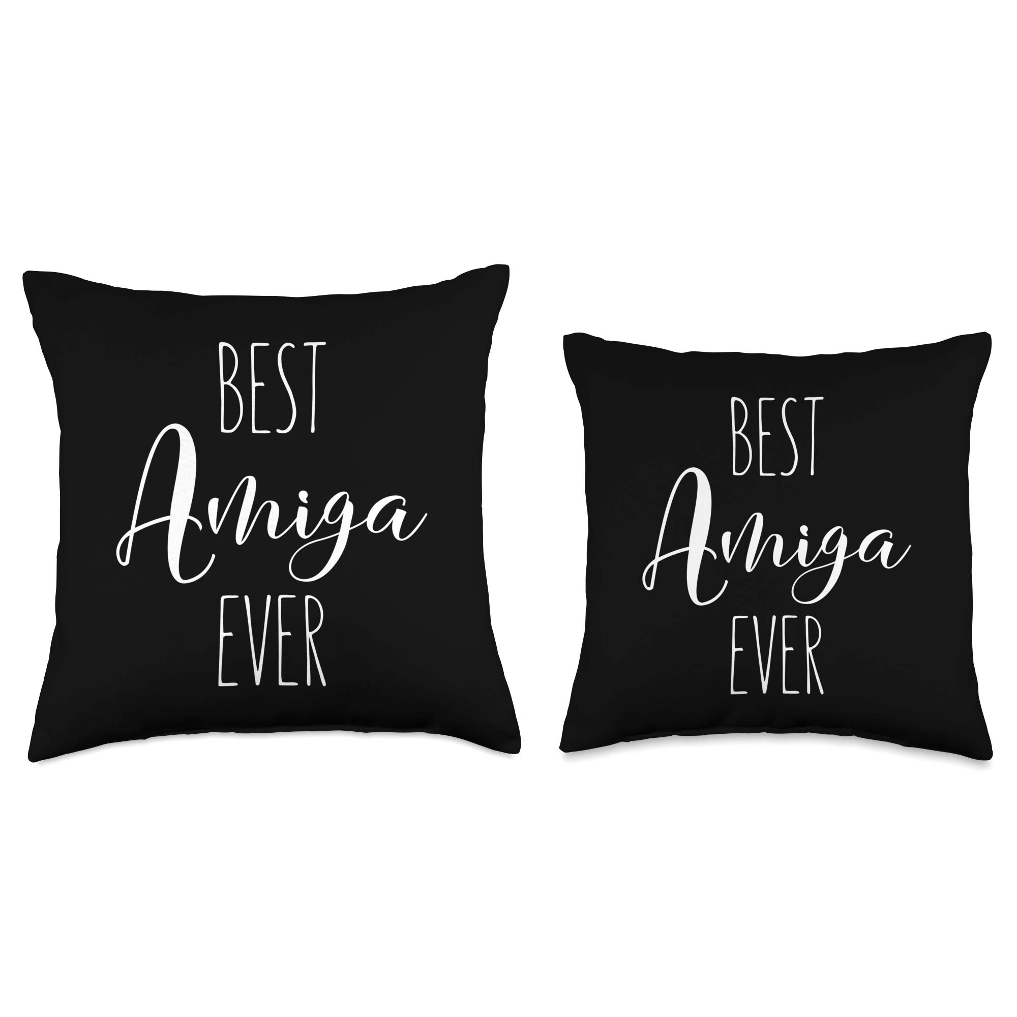 Best Amiga Ever - Funny Spanish Friend Throw Pillow - Perfect for Sofas, Beds, and Gift Giving
